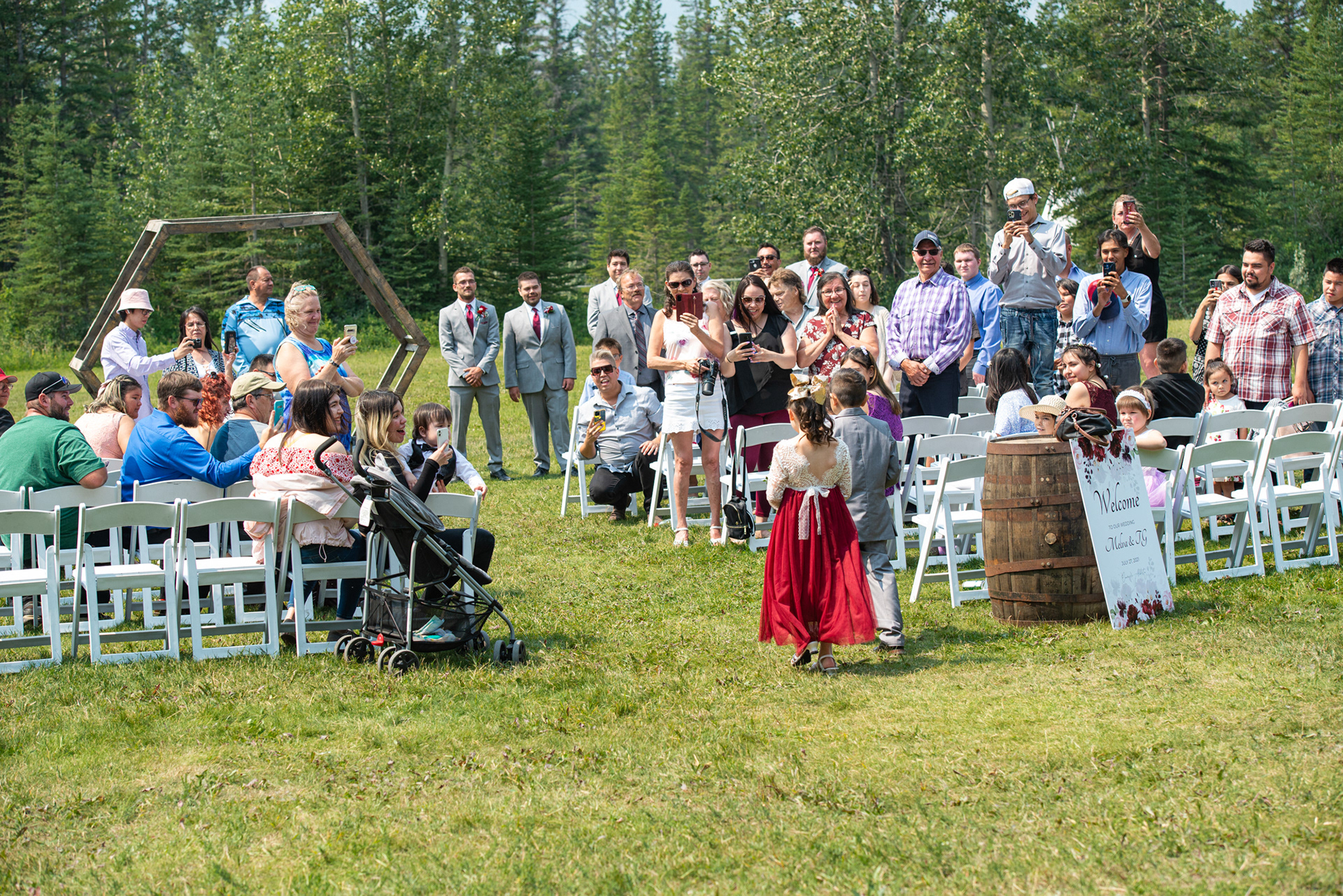 Wedding ceremony at Canmore Ranch