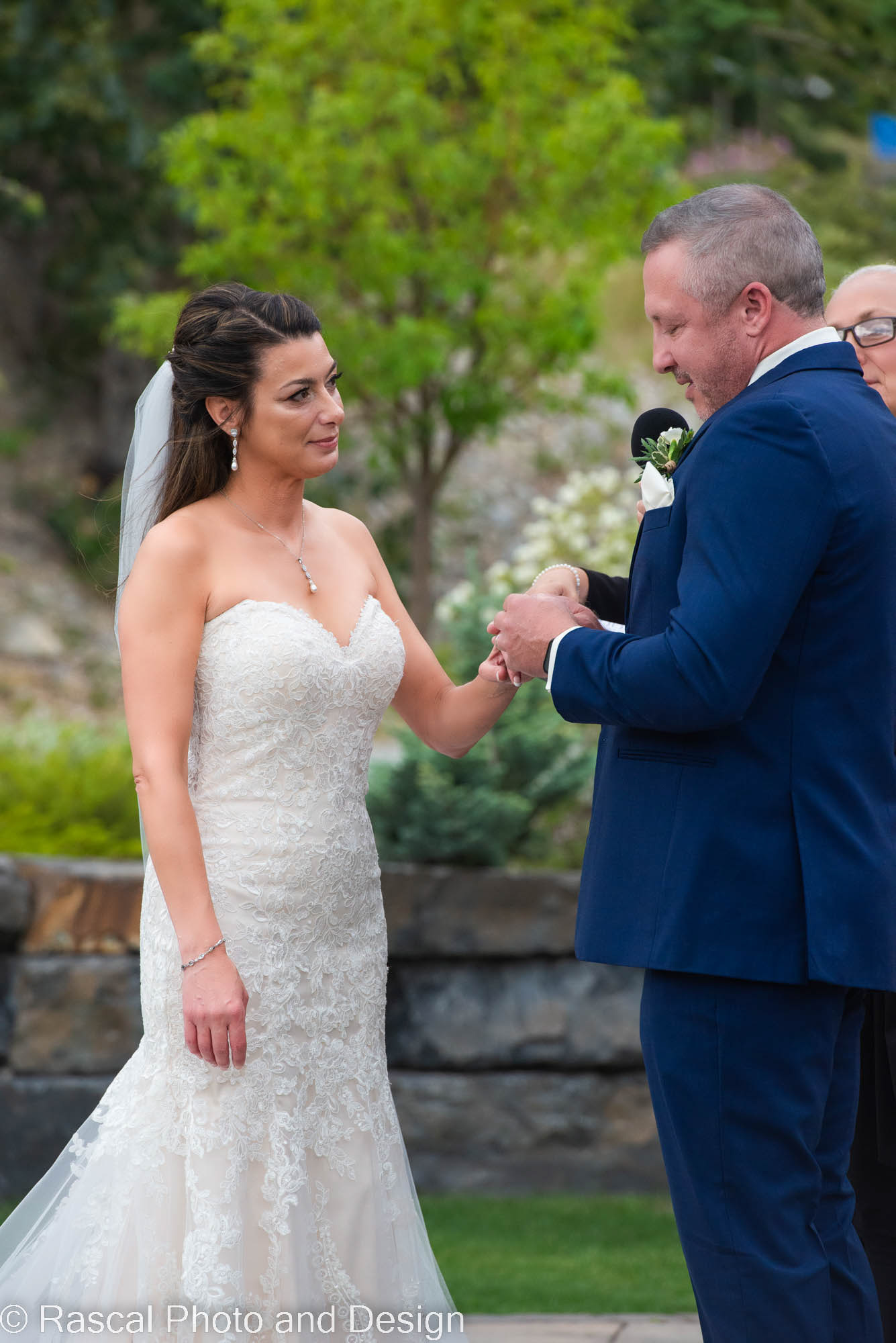 Wedding ceremony at Creekside Villa in Canmore, Alberta