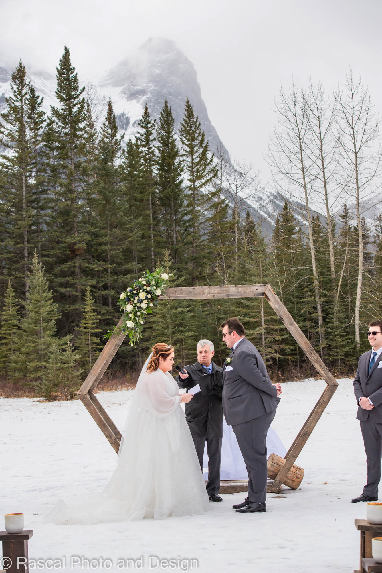 Wedding ceremony at Canmore Ranch with Cornerstone Weddings in Canmore Alberta