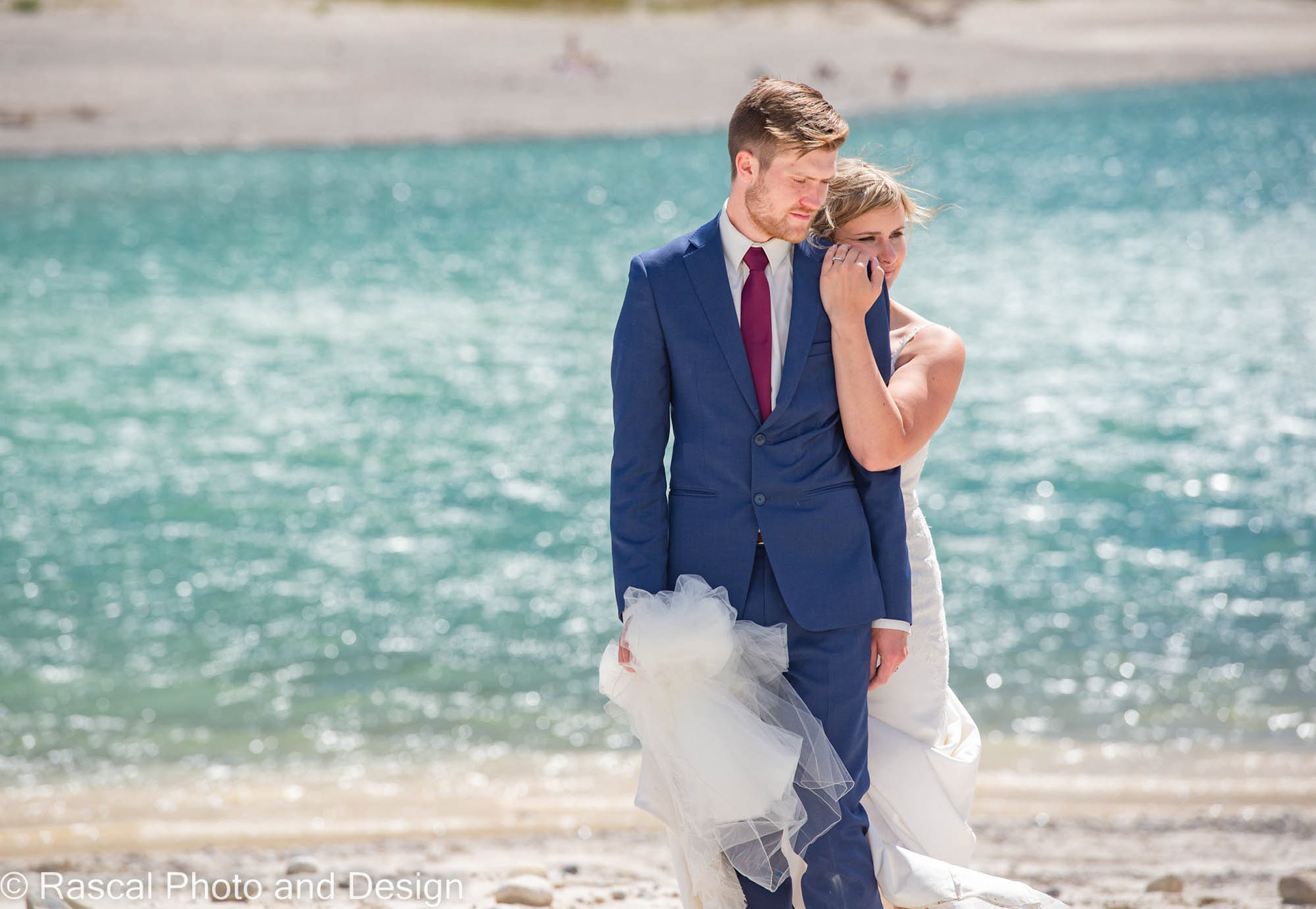 Bride and Groom at Barrier Lake in Kananaskis Alberta