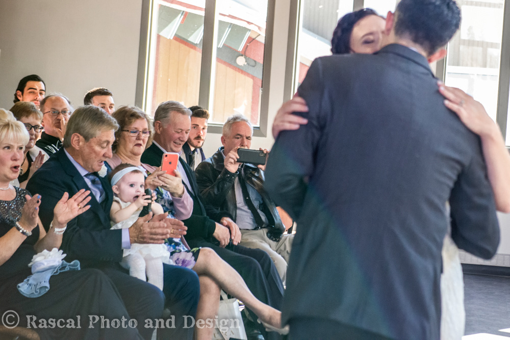 Wedding ceremony at the Nordic Centre in Canmore Alberta with Cornerstone Weddings