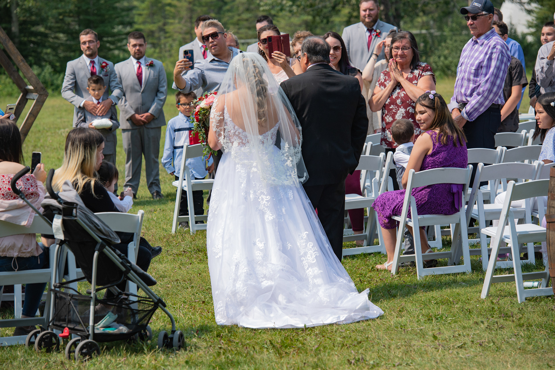 Wedding ceremony at the Nordic Centre in Canmore Alberta with Cornerstone Weddings