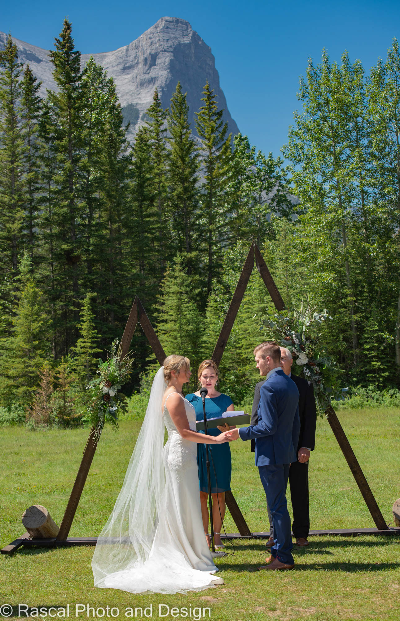 Wedding ceremony at Canmore Ranch with Cornerstone Weddings in Canmore Alberta