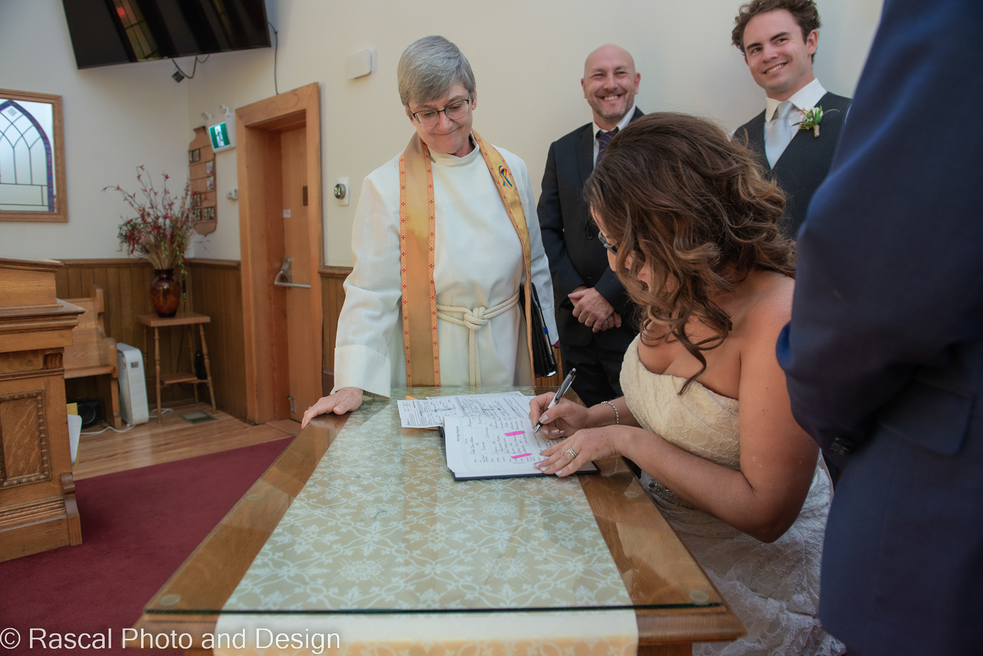wedding ceremony at the Ralph Connor United Memorial Church in Canmore Alberta