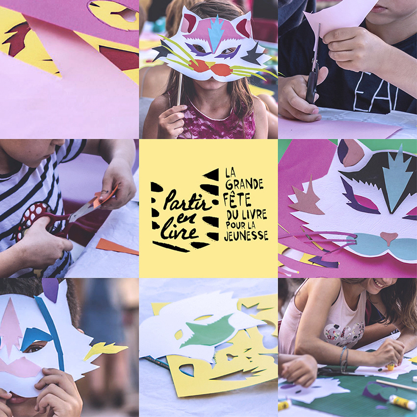 Ateliers découpage collage Partir en Livre 2018 Céline Pibre en Clermontais