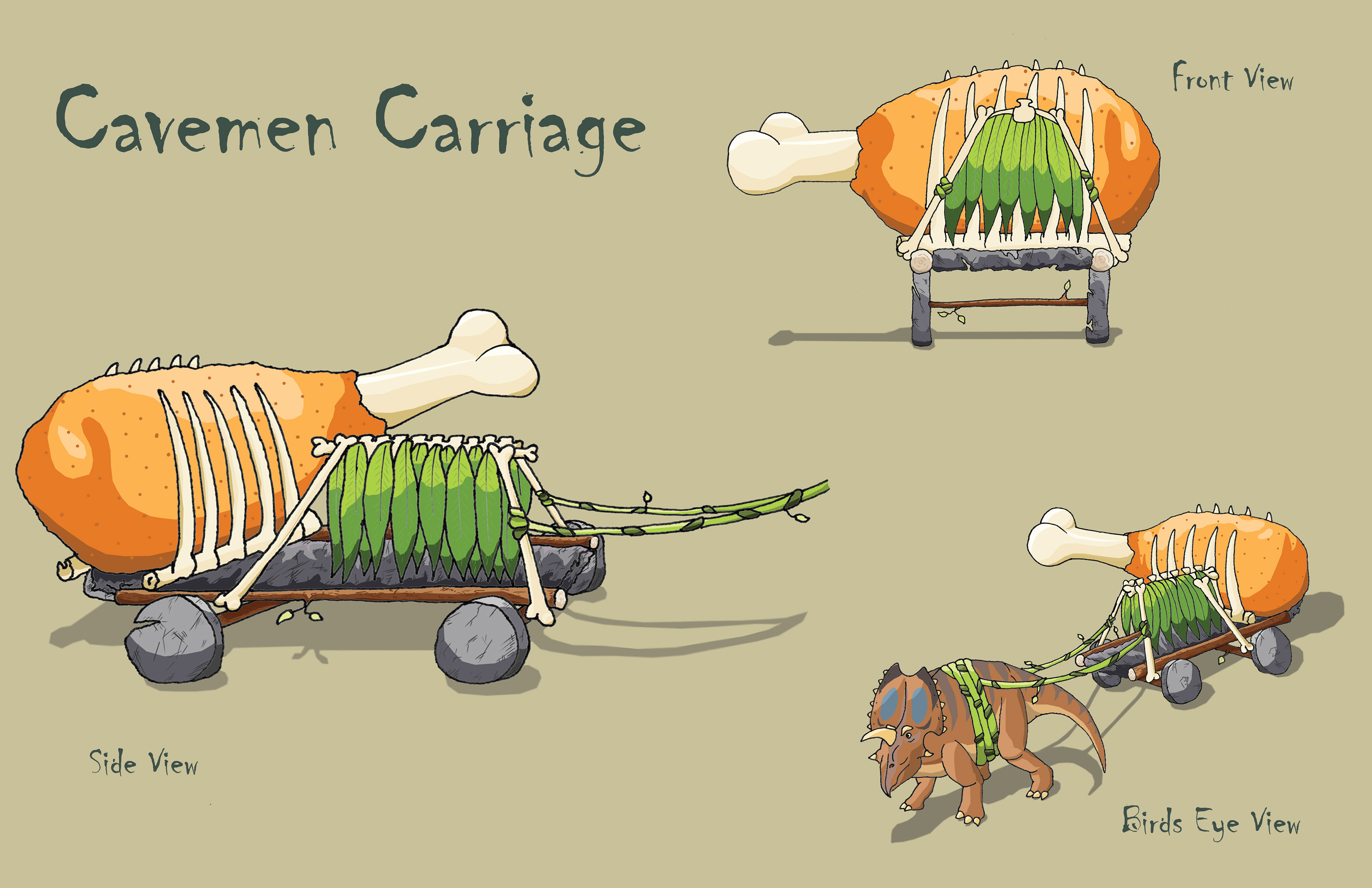 Photoshop / Pen & Ink - Cavemen Carriage