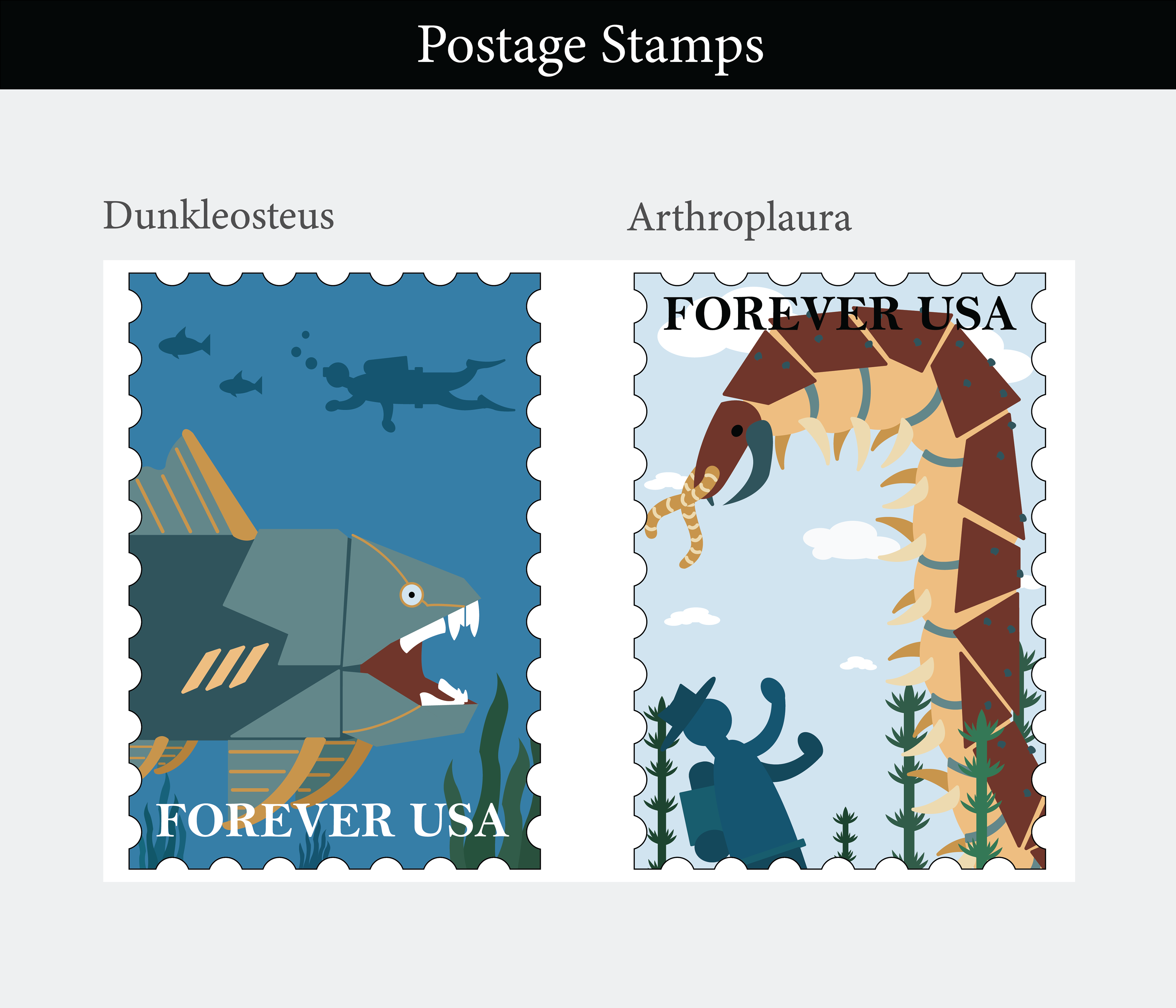 Illustrator - Prehistoric Stamps