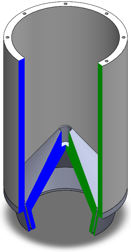 Section view of cone with drum as "one piece."