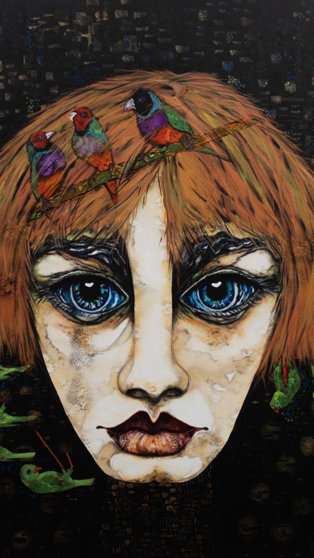 'Girl with Birds in Her Hair' 91x121cm