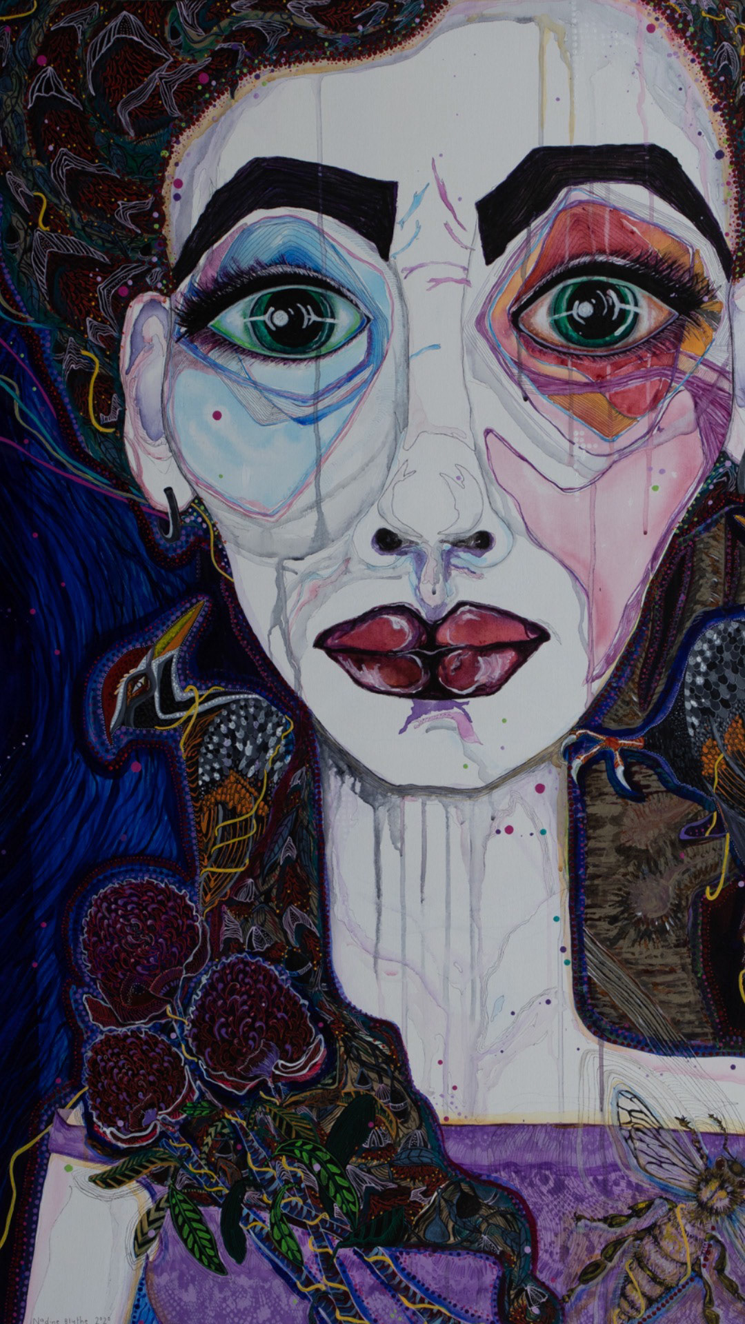 'Woman with Birds and Bees' 91x121cm