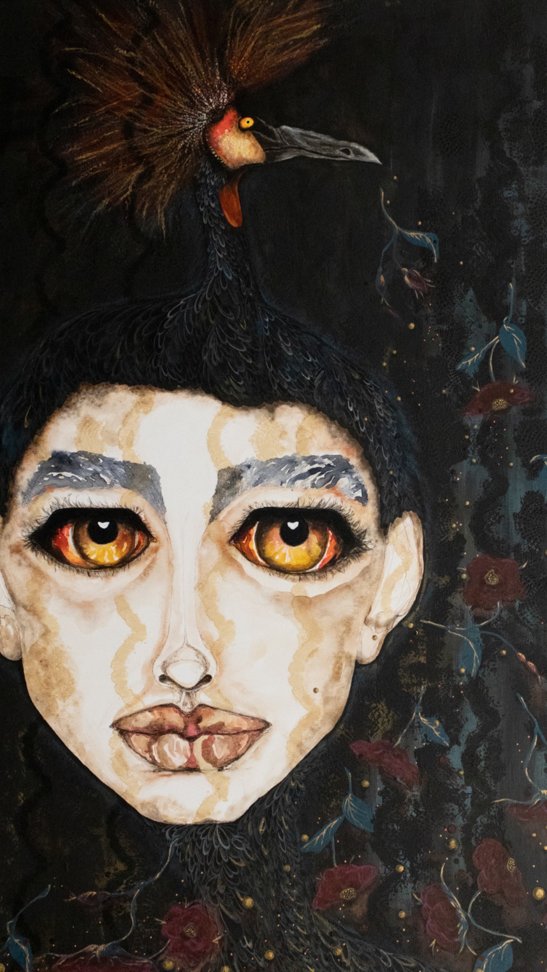 'Girl with Lace and Feathers' 91x121cm SOLD