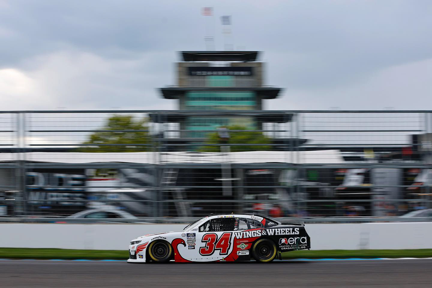 Andre Castro driving the #34 Wings and Wheels Chevrolet at Indianapolis Motor Speedway