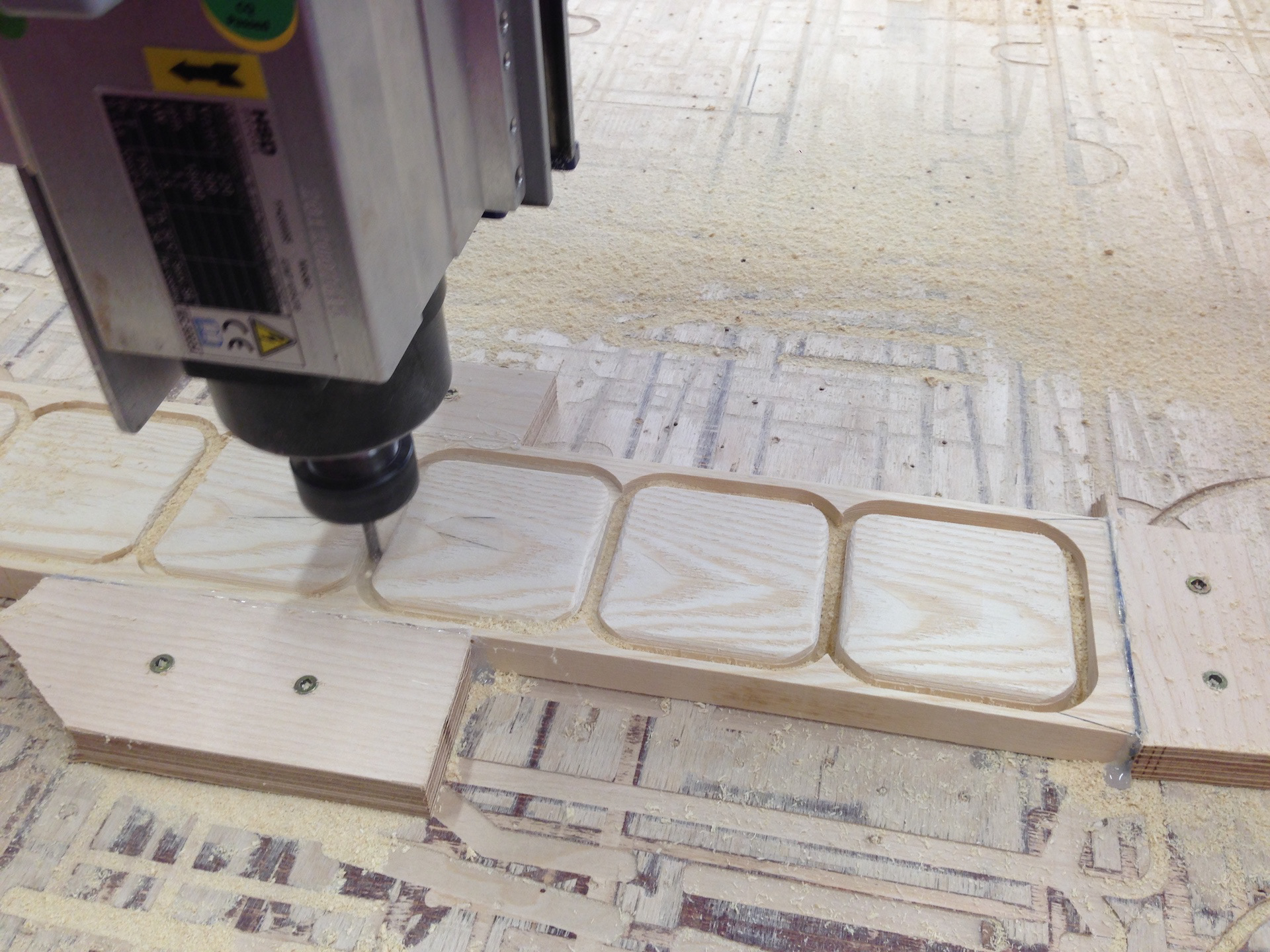 Base was CNC milled from Ash timber off-cuts.