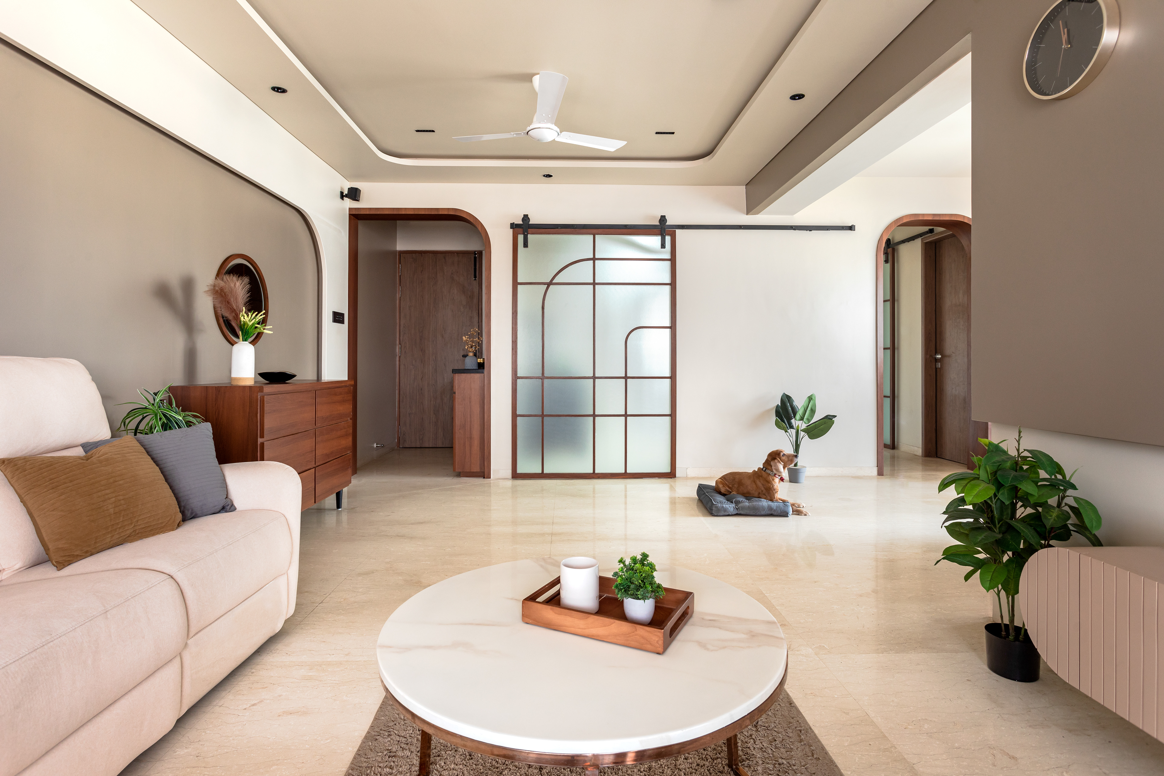 Modern luxury living room interior photographed in Pune