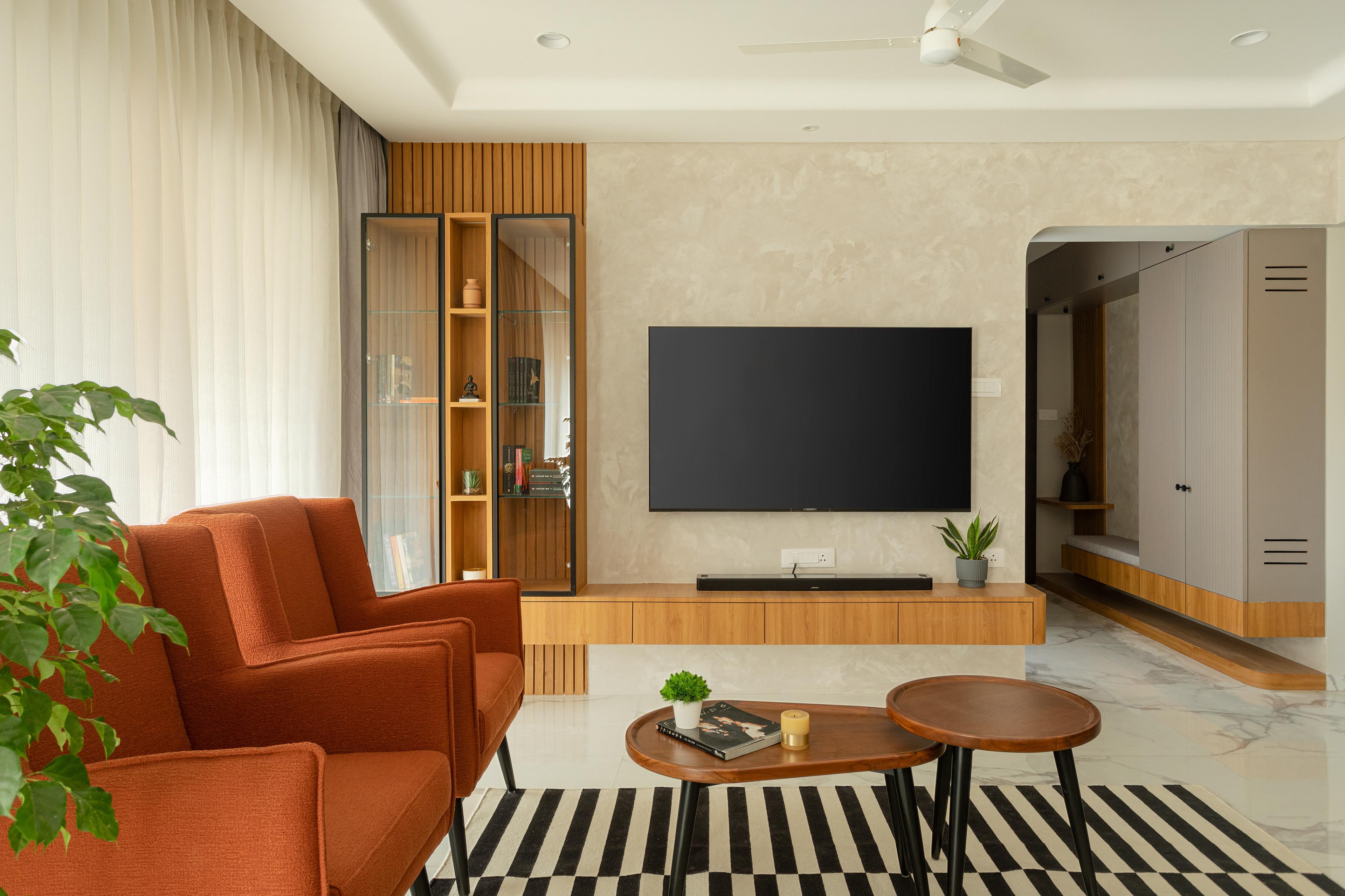 Modern luxury living room interior photographed in Pune