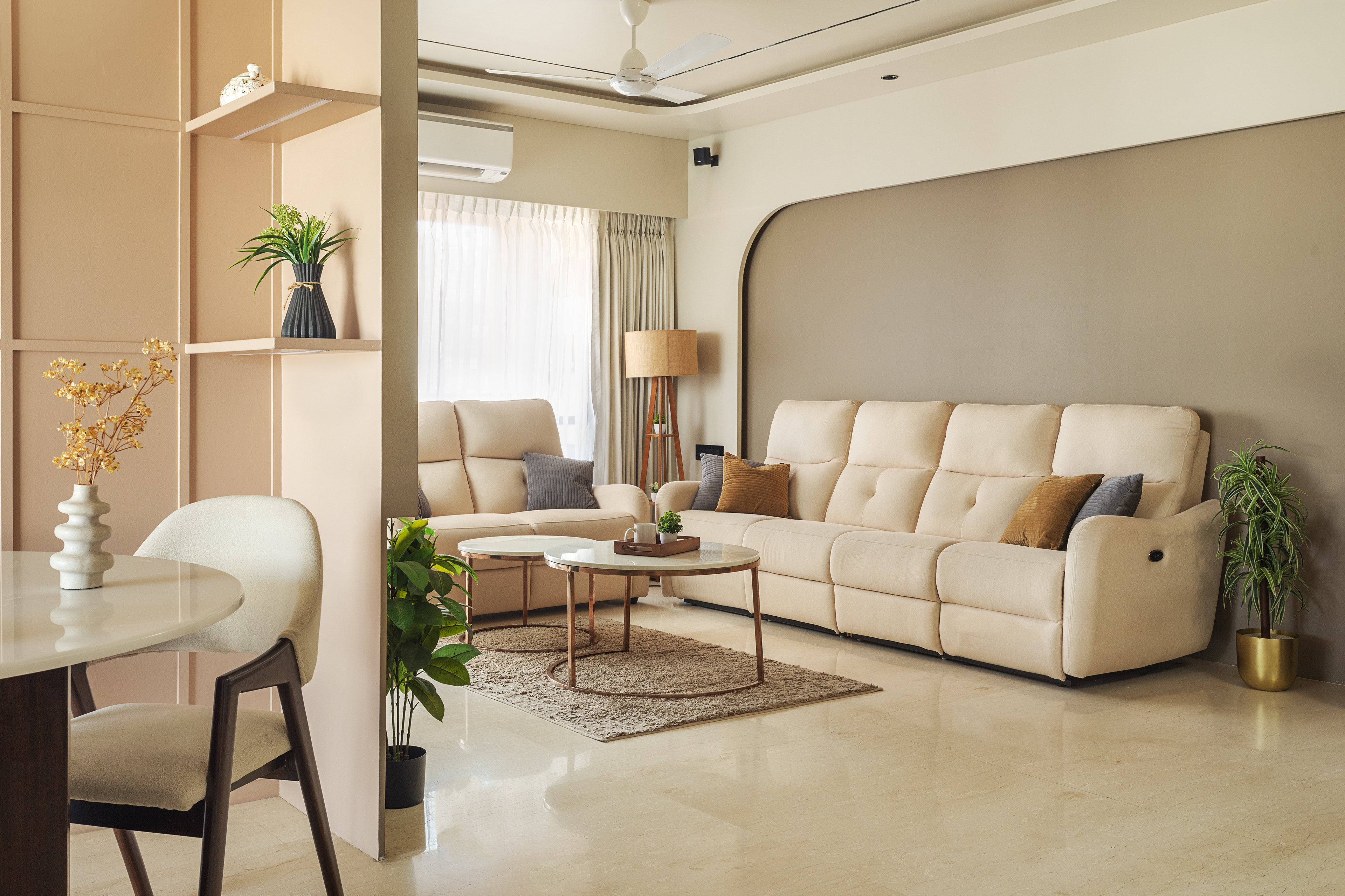 Modern luxury living room interior photographed in Pune