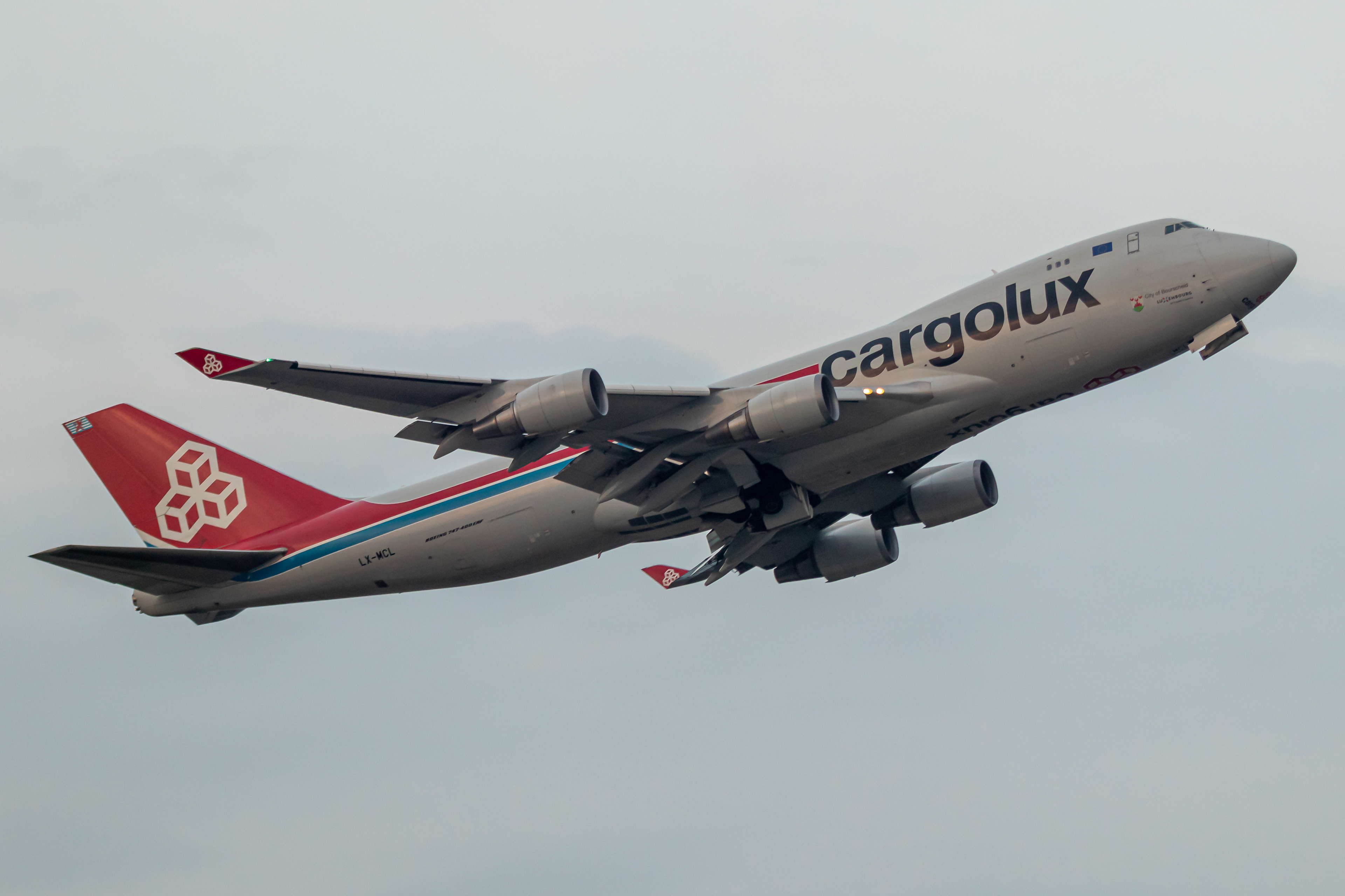 LX-MCL climbing out of Doncaster en route to Atlanta