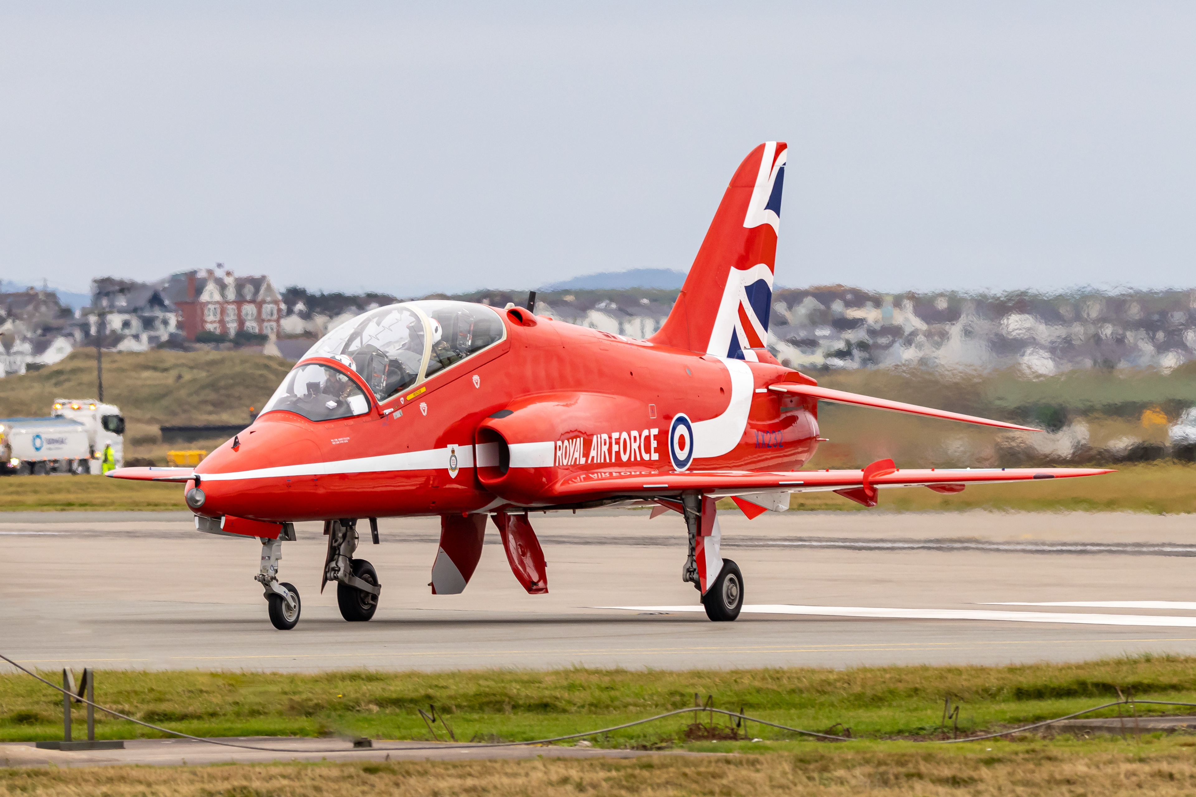 XX232 vacating runway 31 at RAF Valley