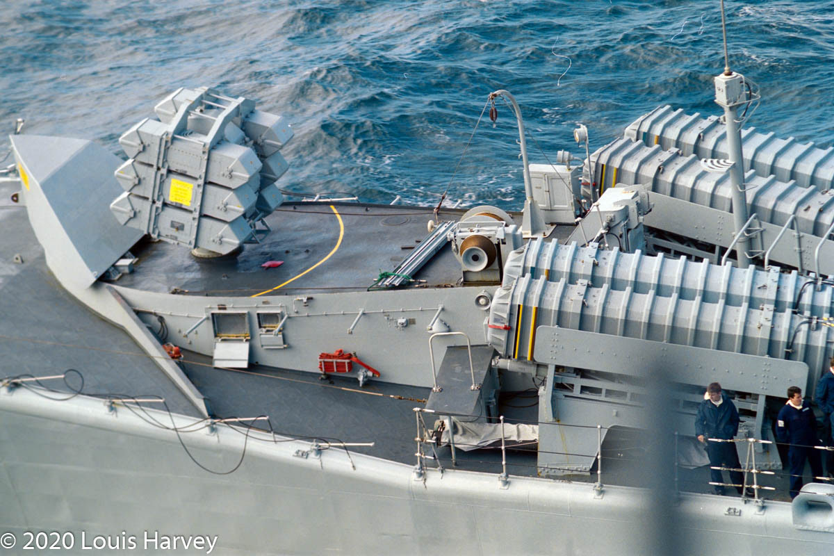 Close up forward section showing Exocet and Sea Wolf missles systems