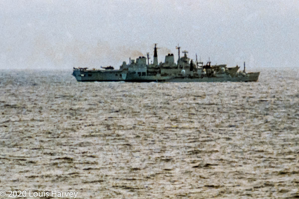 A Type 42 Destoyer exercising close to Ark Royal