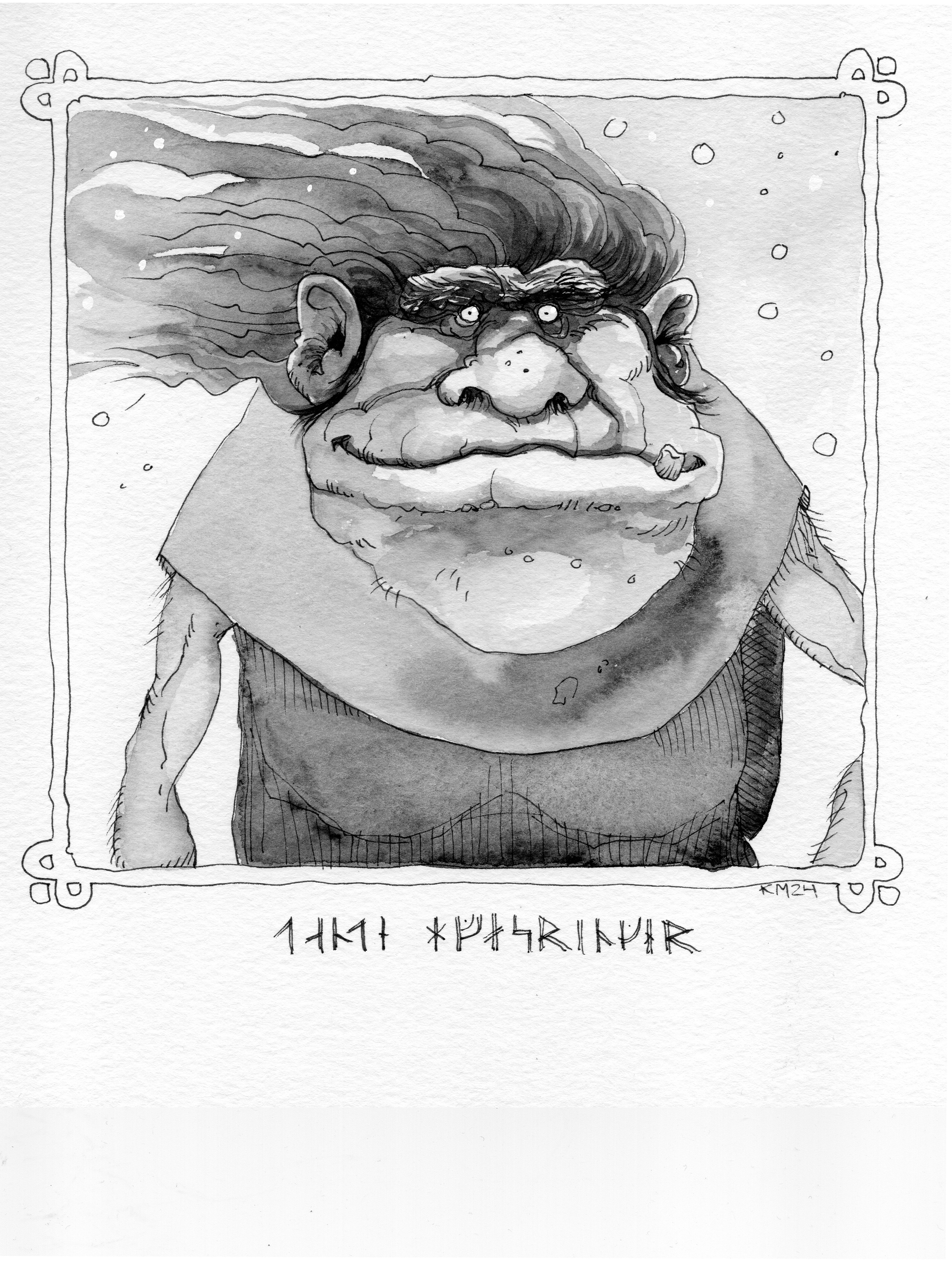 Hvæsringer, BBjergtrolden, Det blå bjerg 2, (Ink and watercolor)Ink and watercolor)