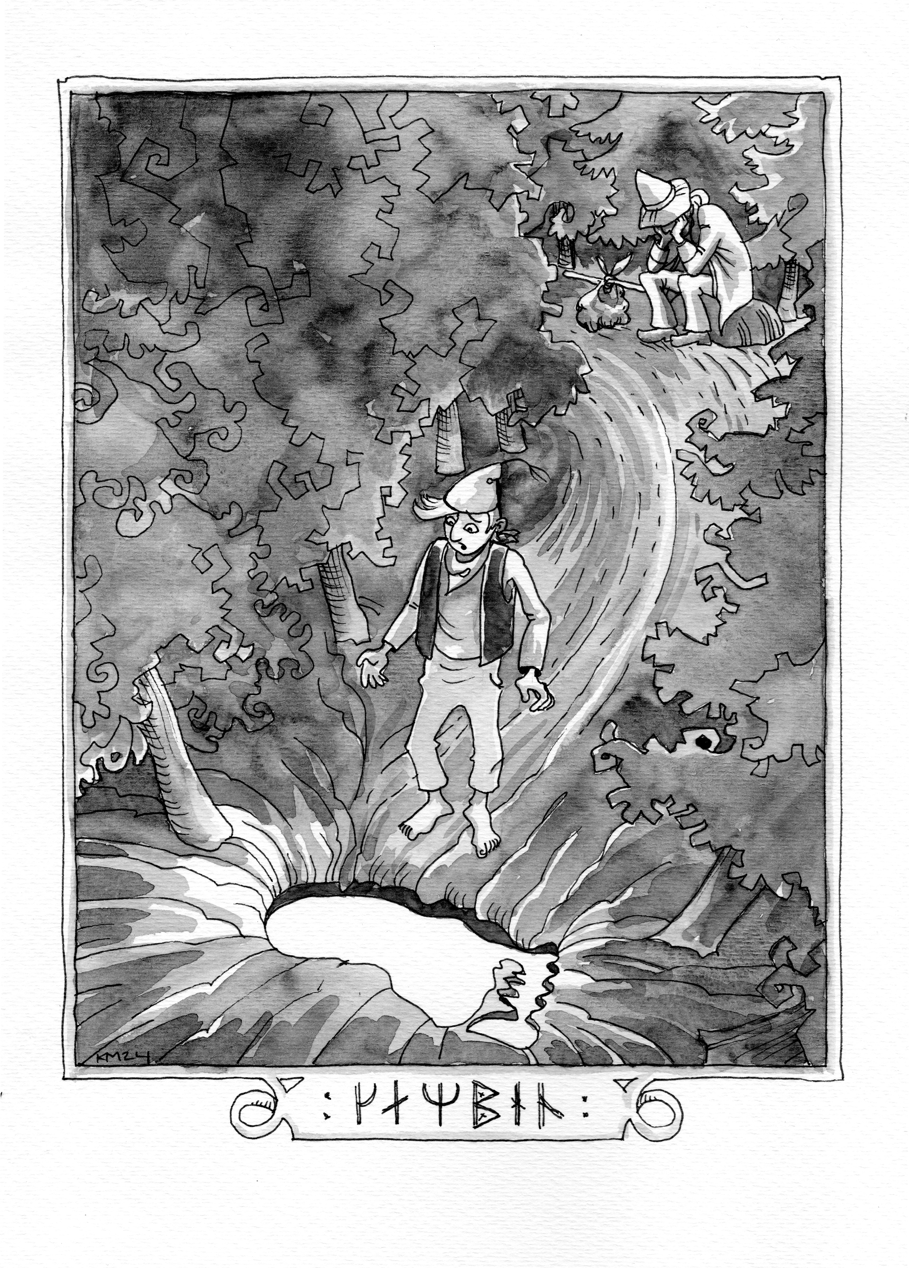 Bjergtrolden, Det blå bjerg 2 (ink and watercolor)