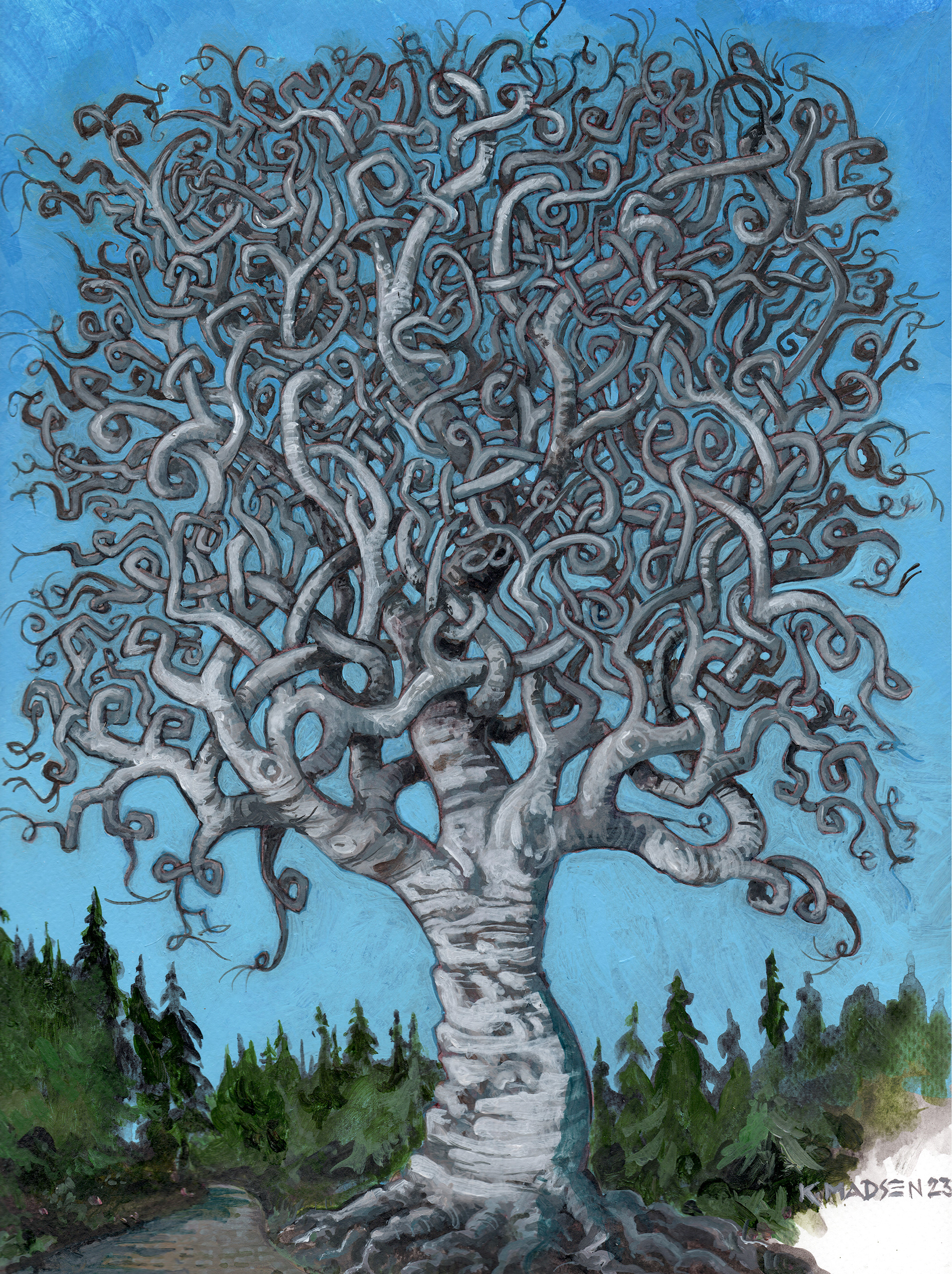 Illustration: Bjergtrolden (acrylic, adobe PS)