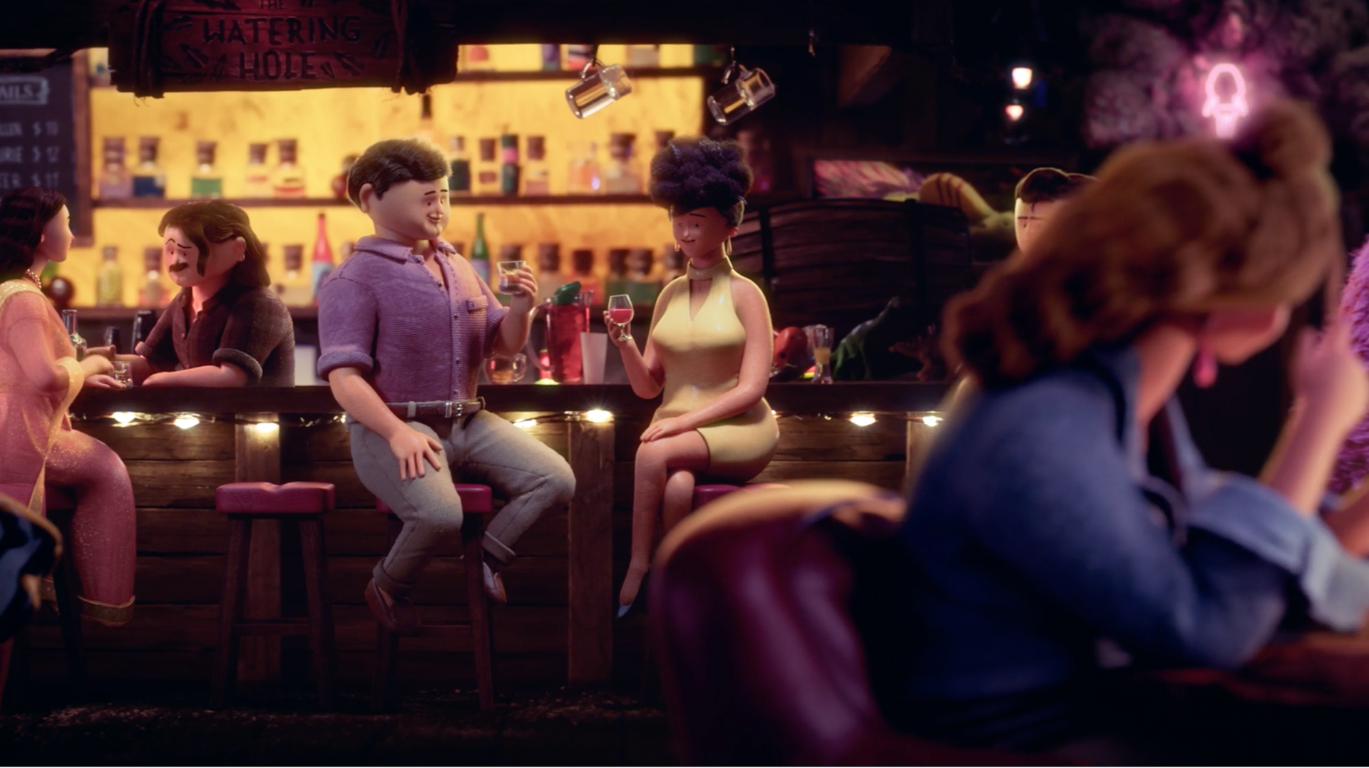 All characters' hair grooming