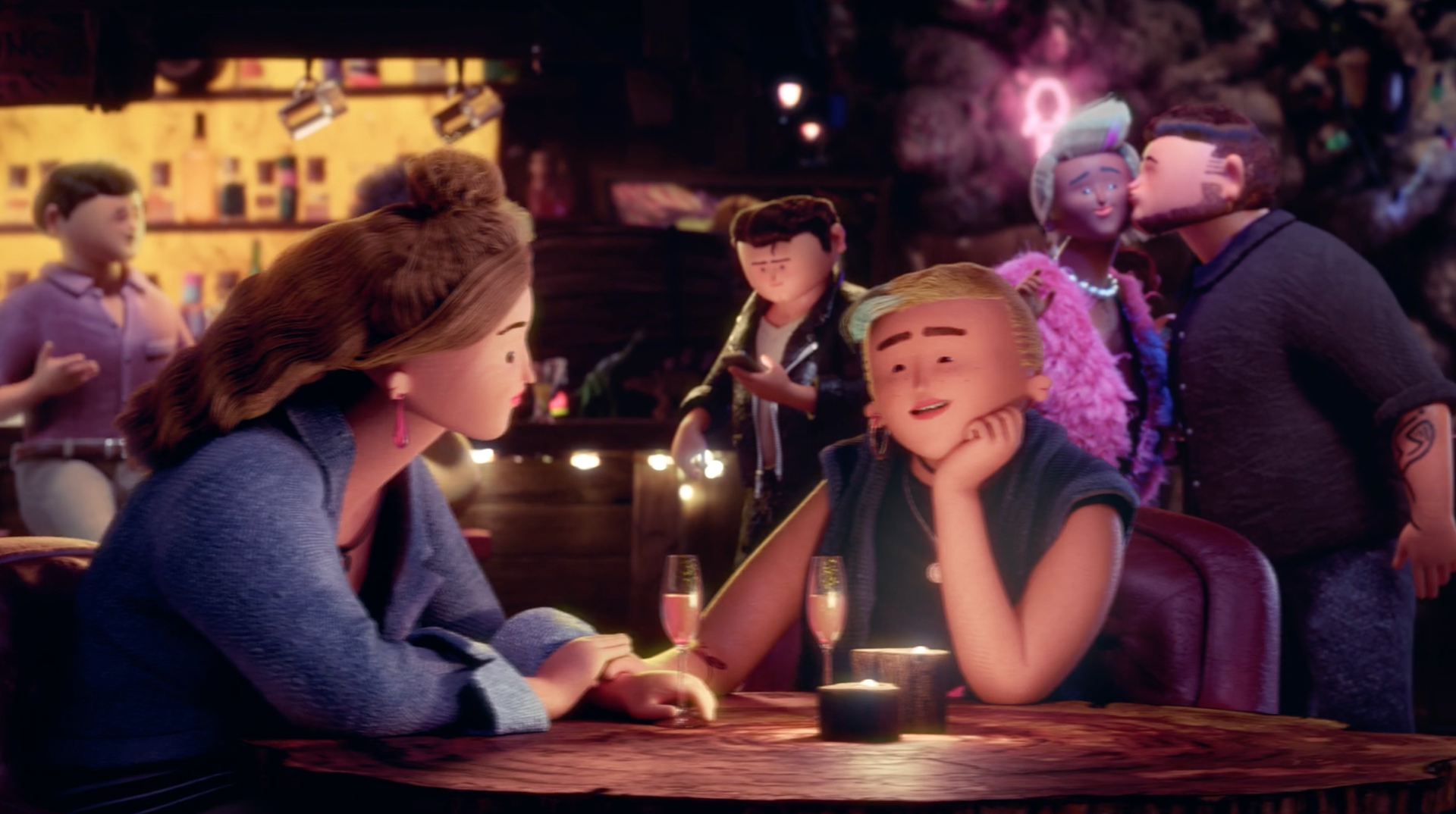 All characters' hair grooming