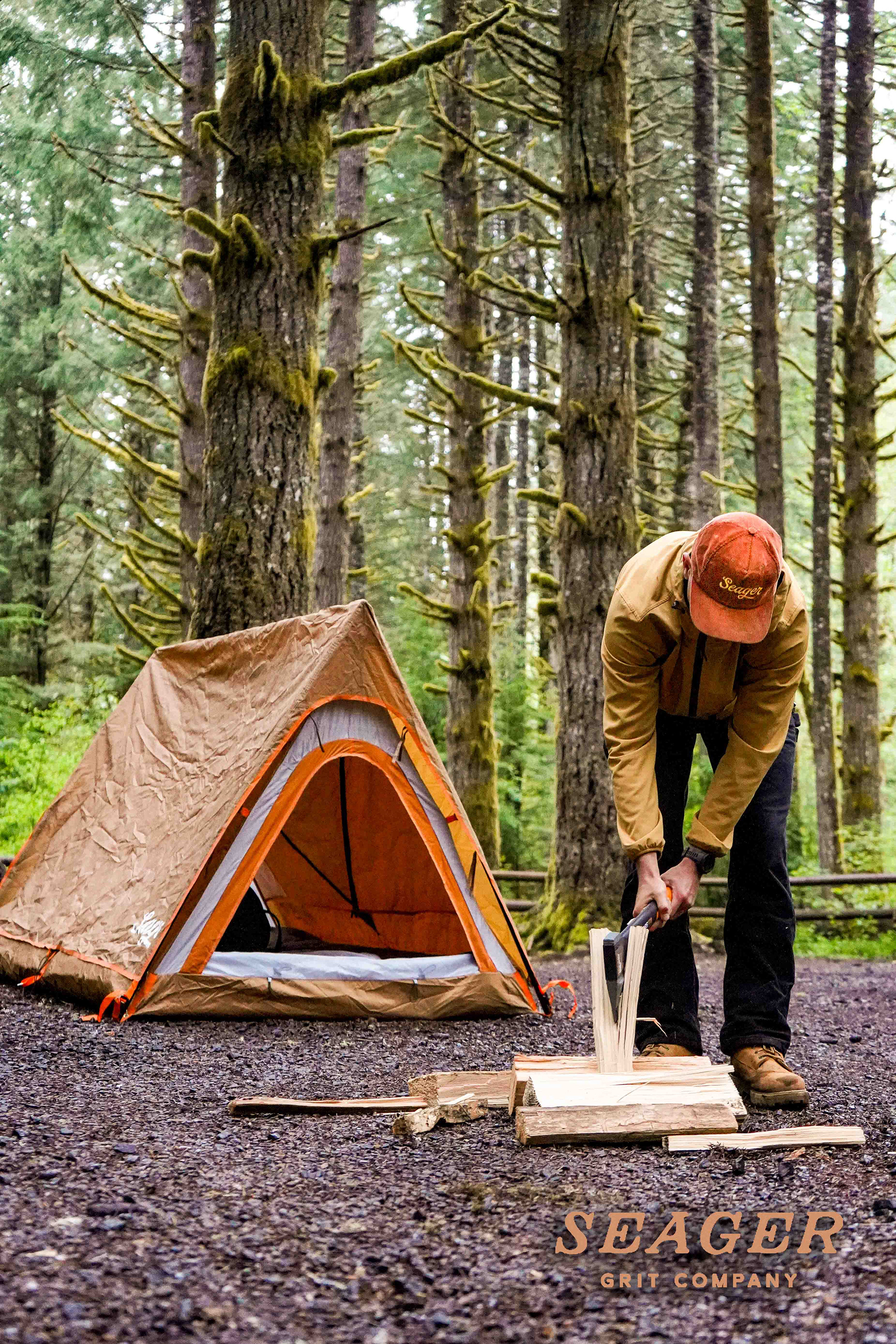 While camping at Alsea Falls, a Seager hat and Seager tent pictured a great ad.
