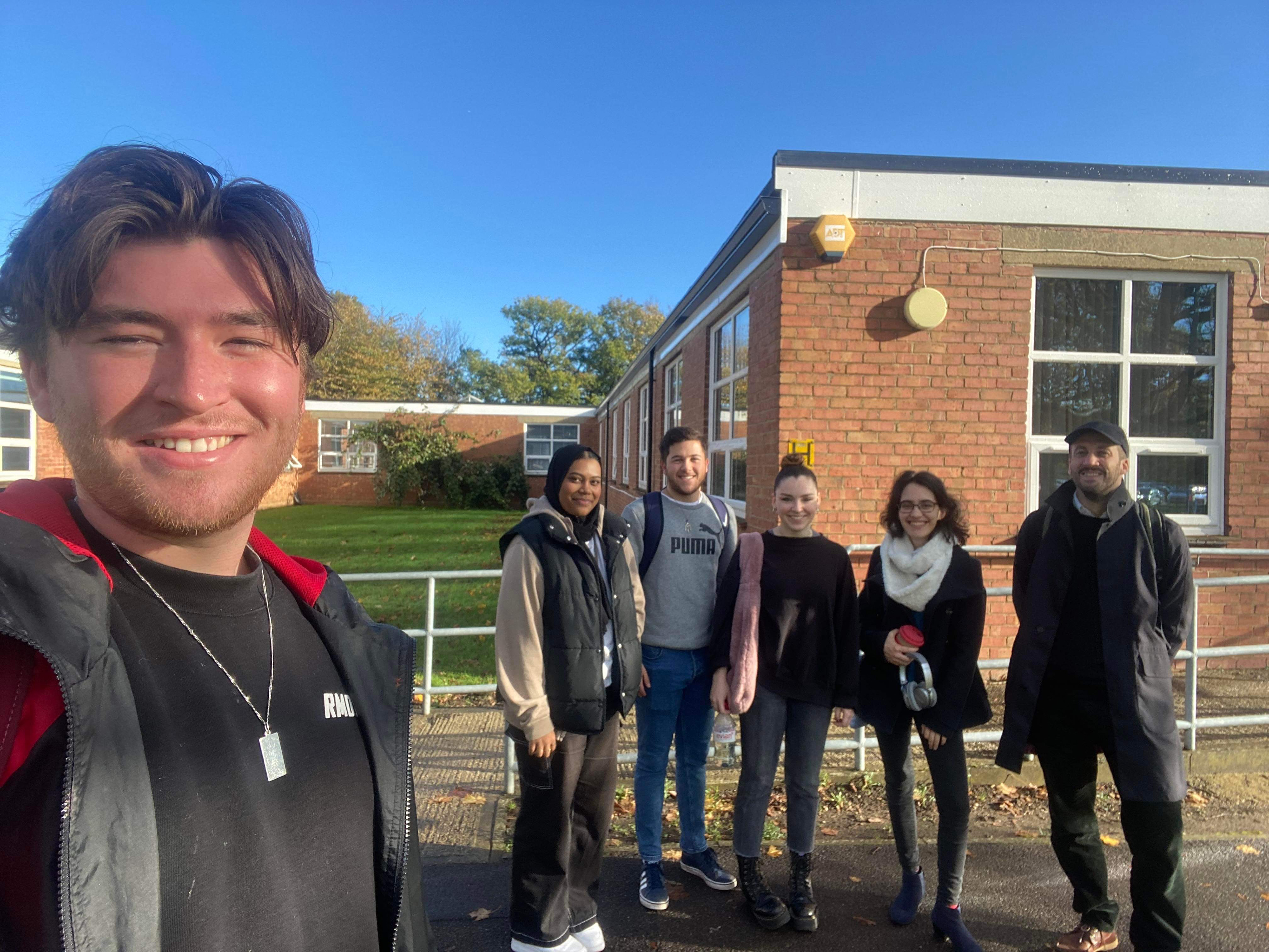 Baseline Shift Team & David Pearson Autumn 2023. Left To right, Adam Powell, Habibah Begum, Benjamin Brown, Mia Bryan, myself & David Pearson.