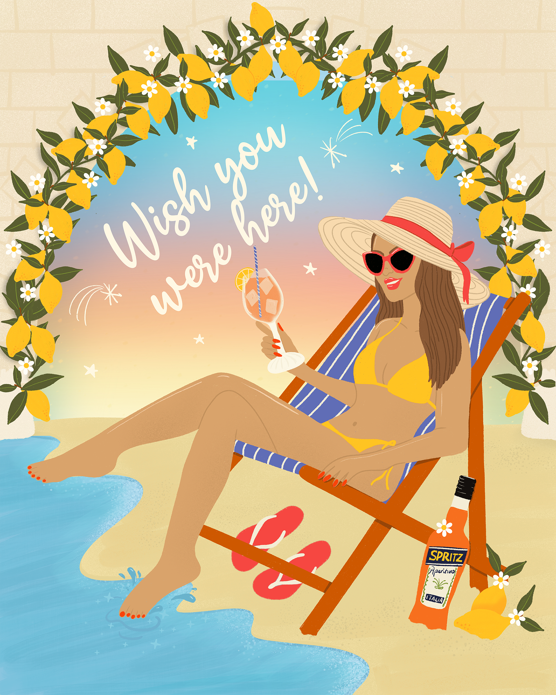 Euro Summer Aperol Spritz Beach Lady