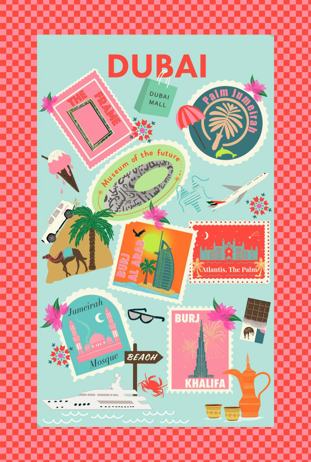 Dubai landmark tea towel