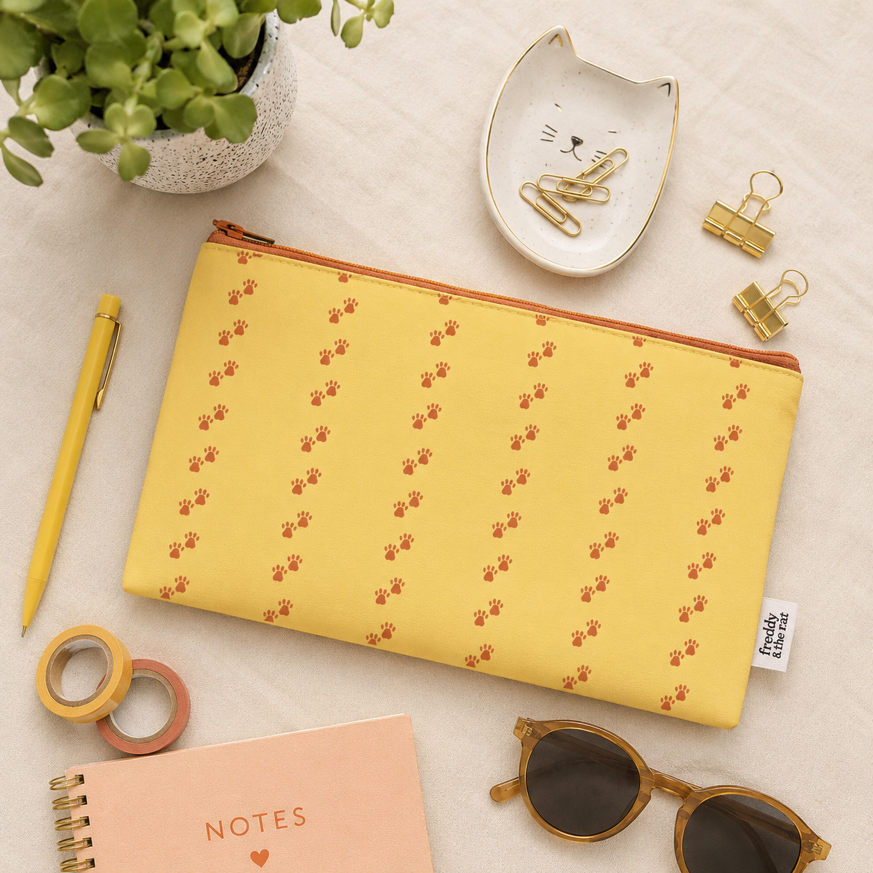 cute yellow paw print purse