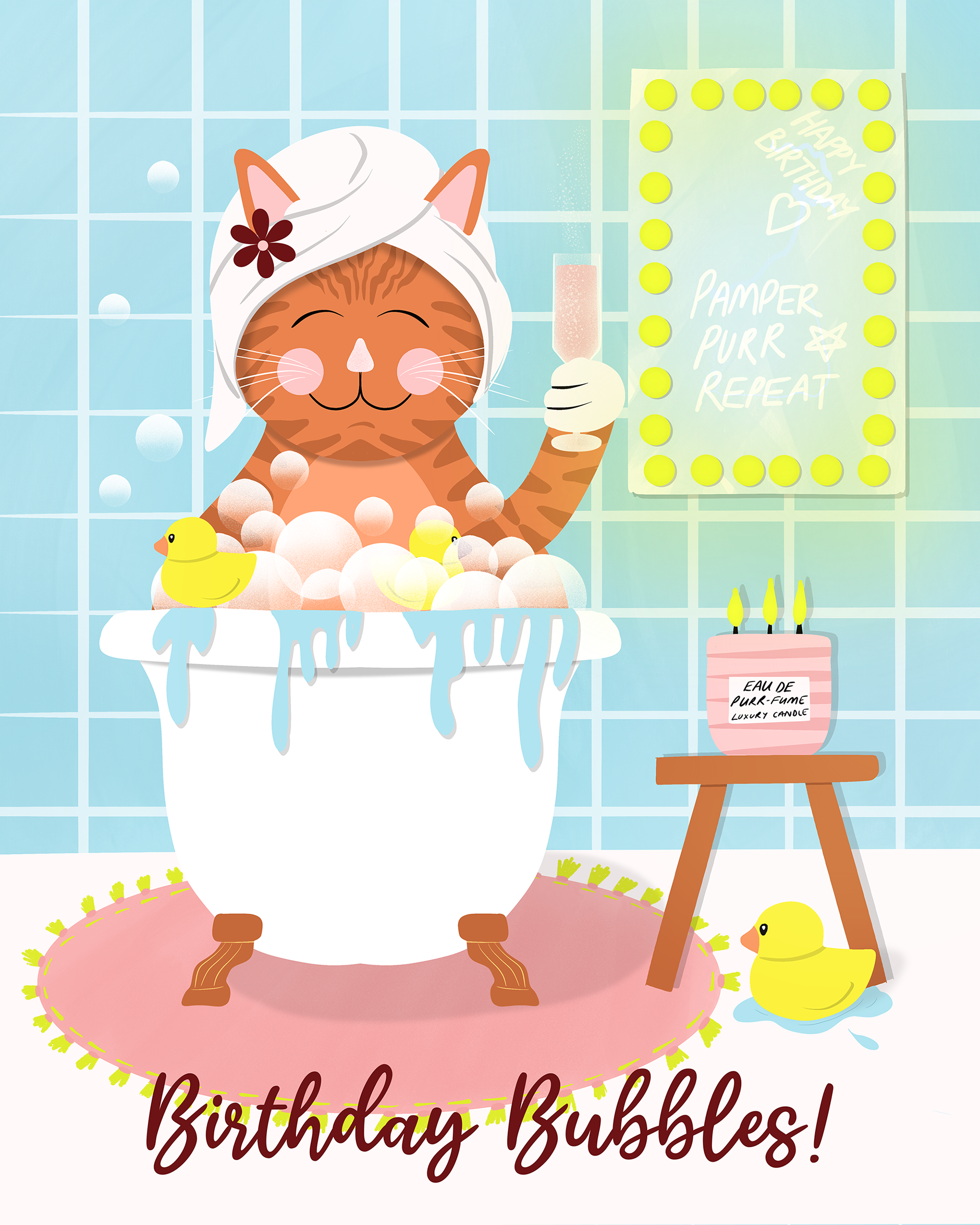 Birthday bubbles Birthday cat