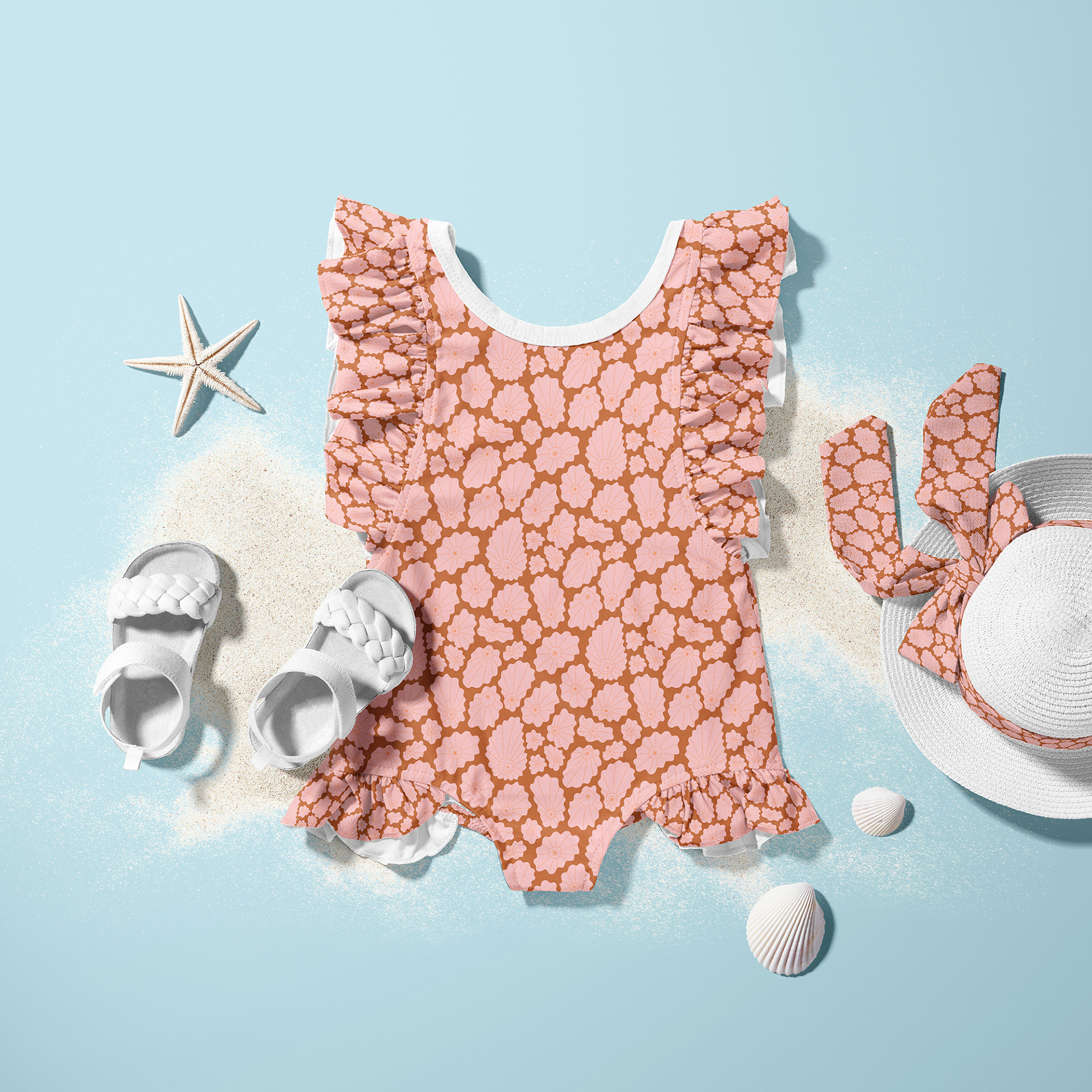 Limpids pattern on kids swimsuit