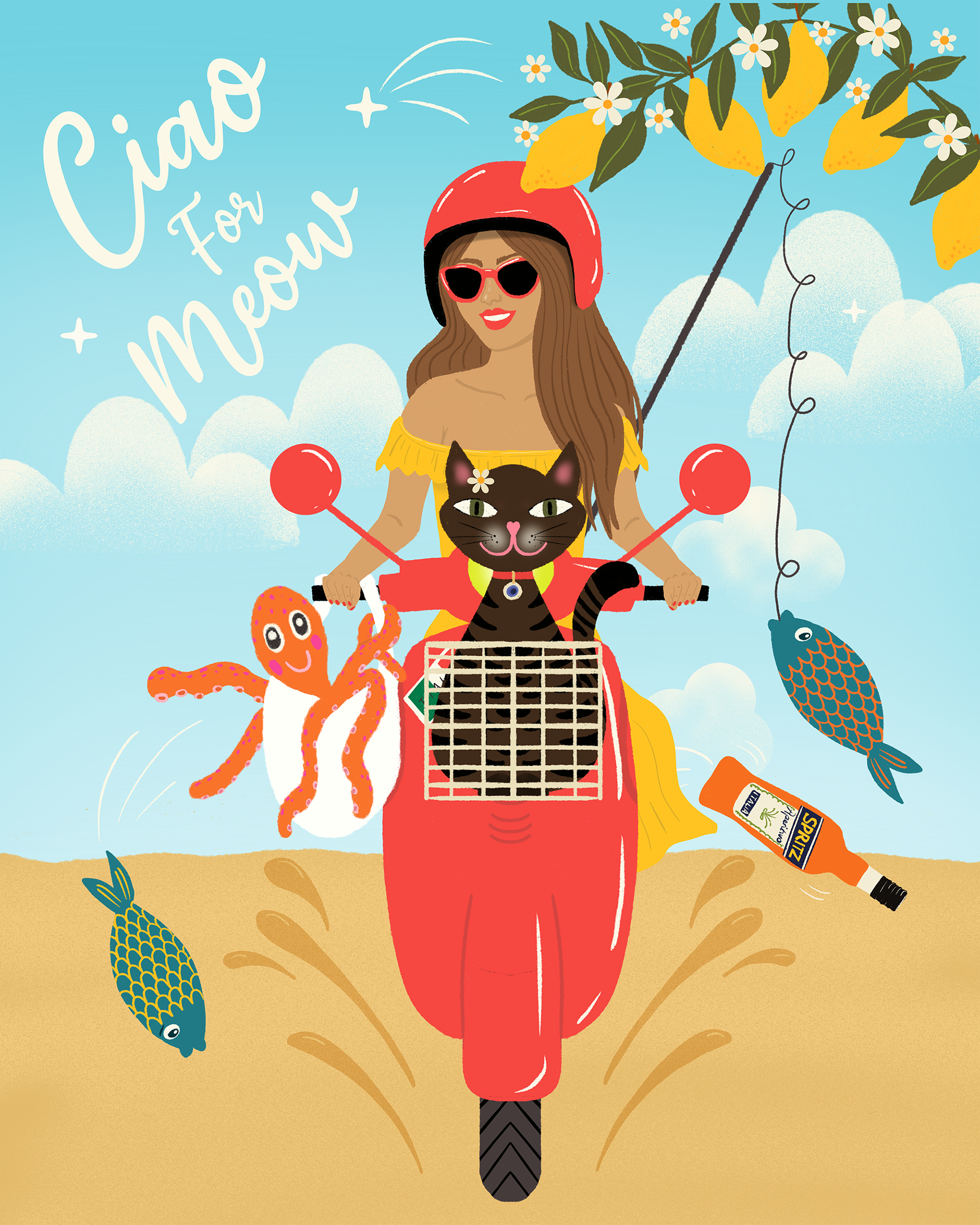 Euro Summer Island Cat lady living their best lives