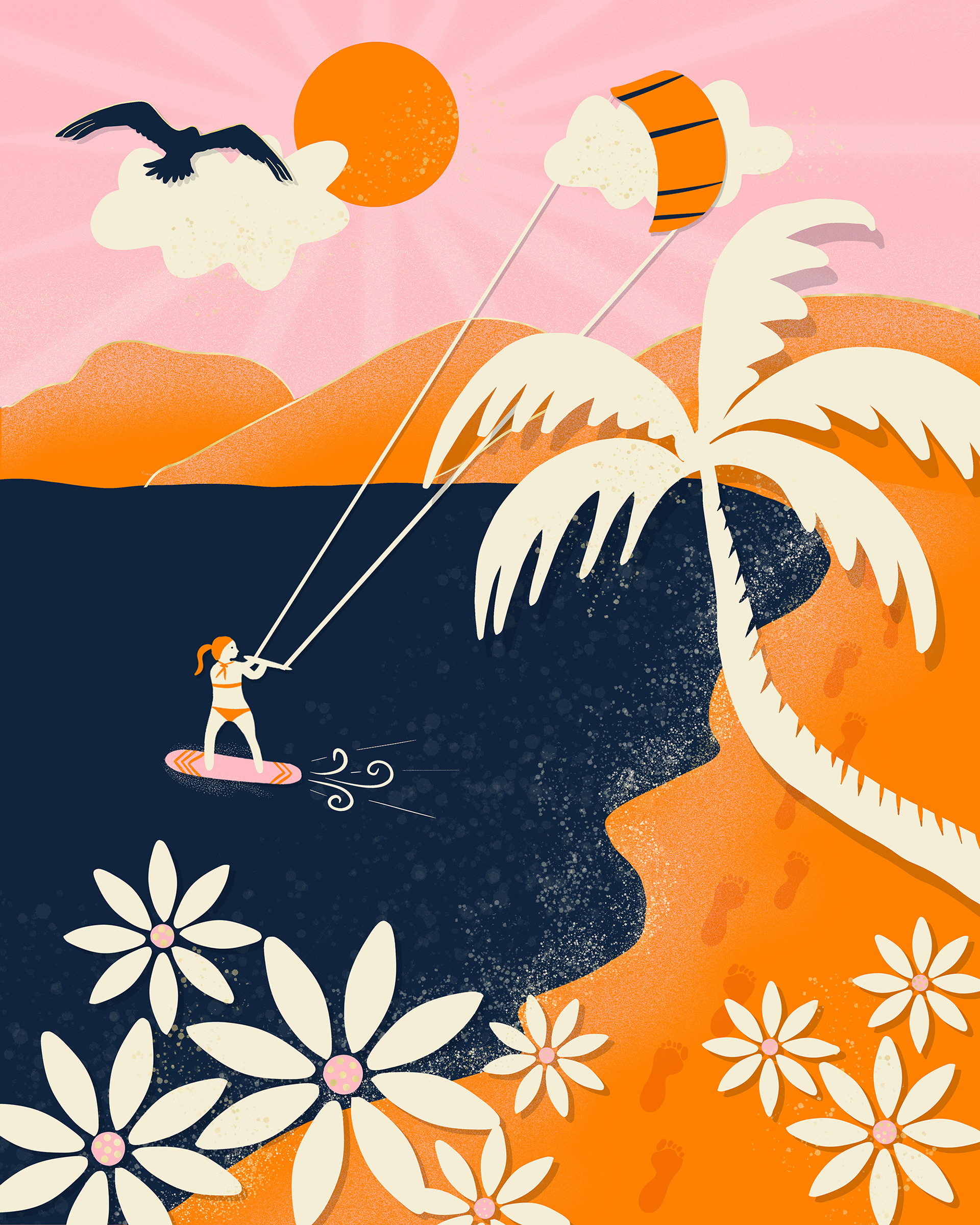 Kite surfing on Four Mile Beach