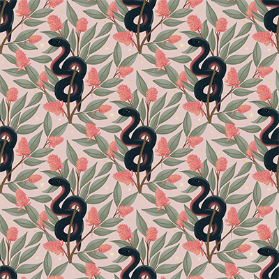 Christmas red bellied blake snake pattern