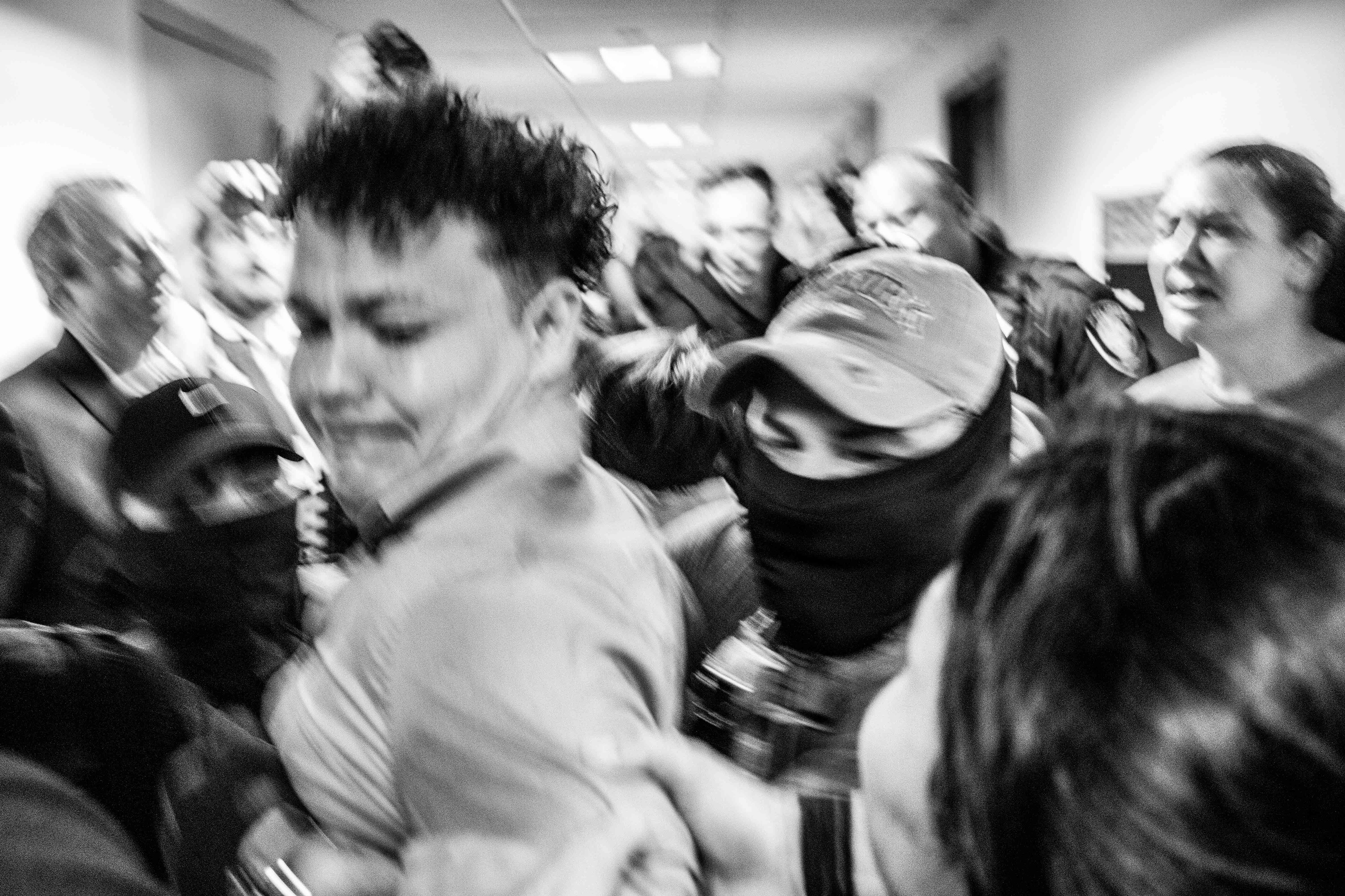 federal agents grab and detain man in a frenzied skirmish at 26 Federal Plaza.