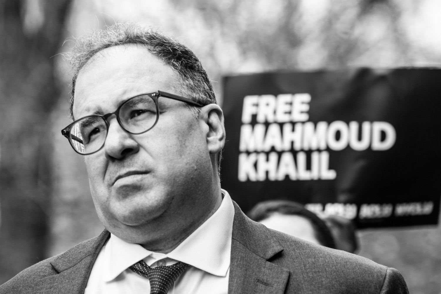 Baher Azmy, a member of Mahmoud Khalil's legal defense team speaks to the press in Newark, New Jersey on March 28th, 2024. A federal hearing had just been had, regarding Khalil's detention with the judge yet to release Mahmoud from detention.