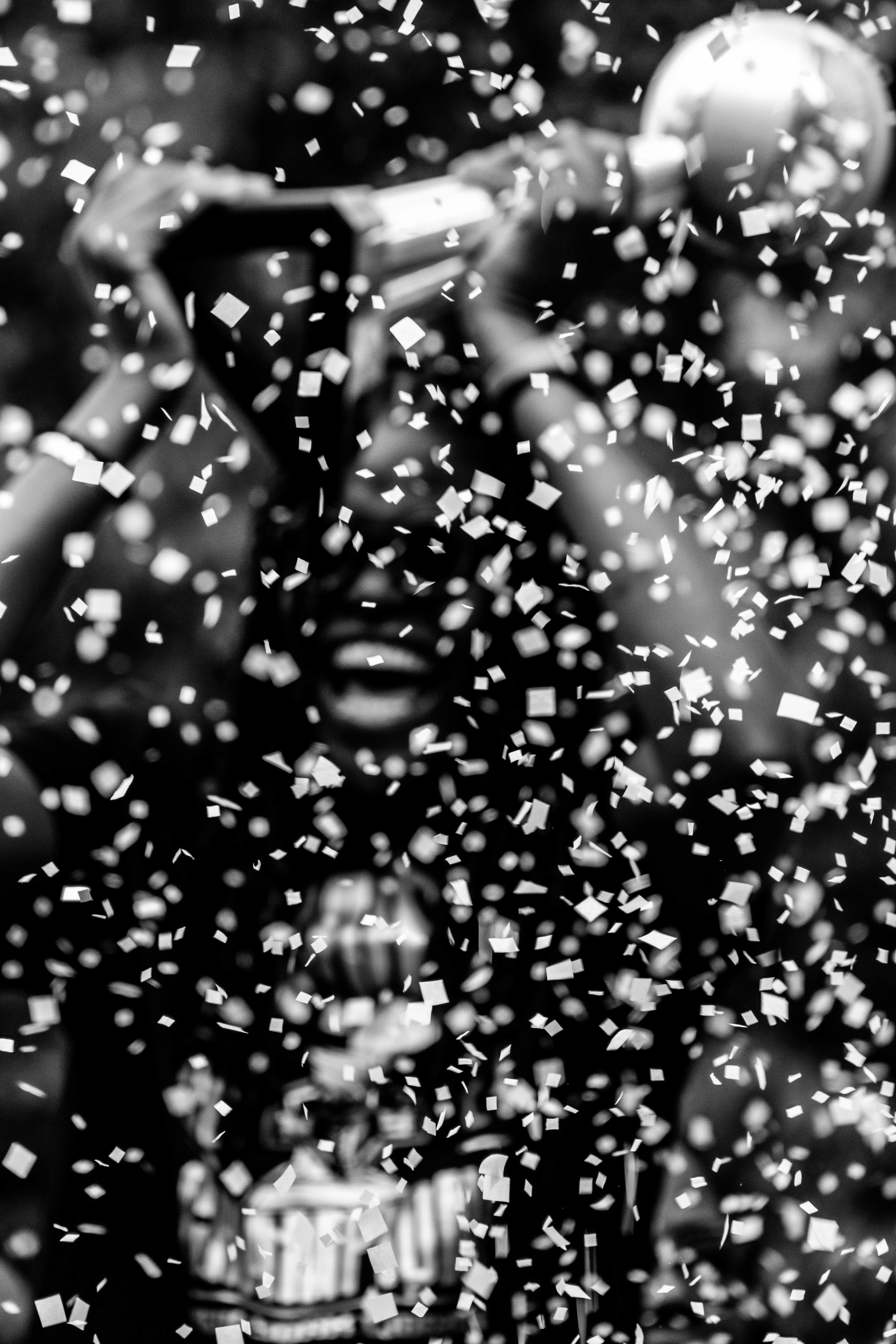 Jonquel Jones holds up her finals MVP at the New York Liberty championship parade in New York, York on October 23rd, 2024.