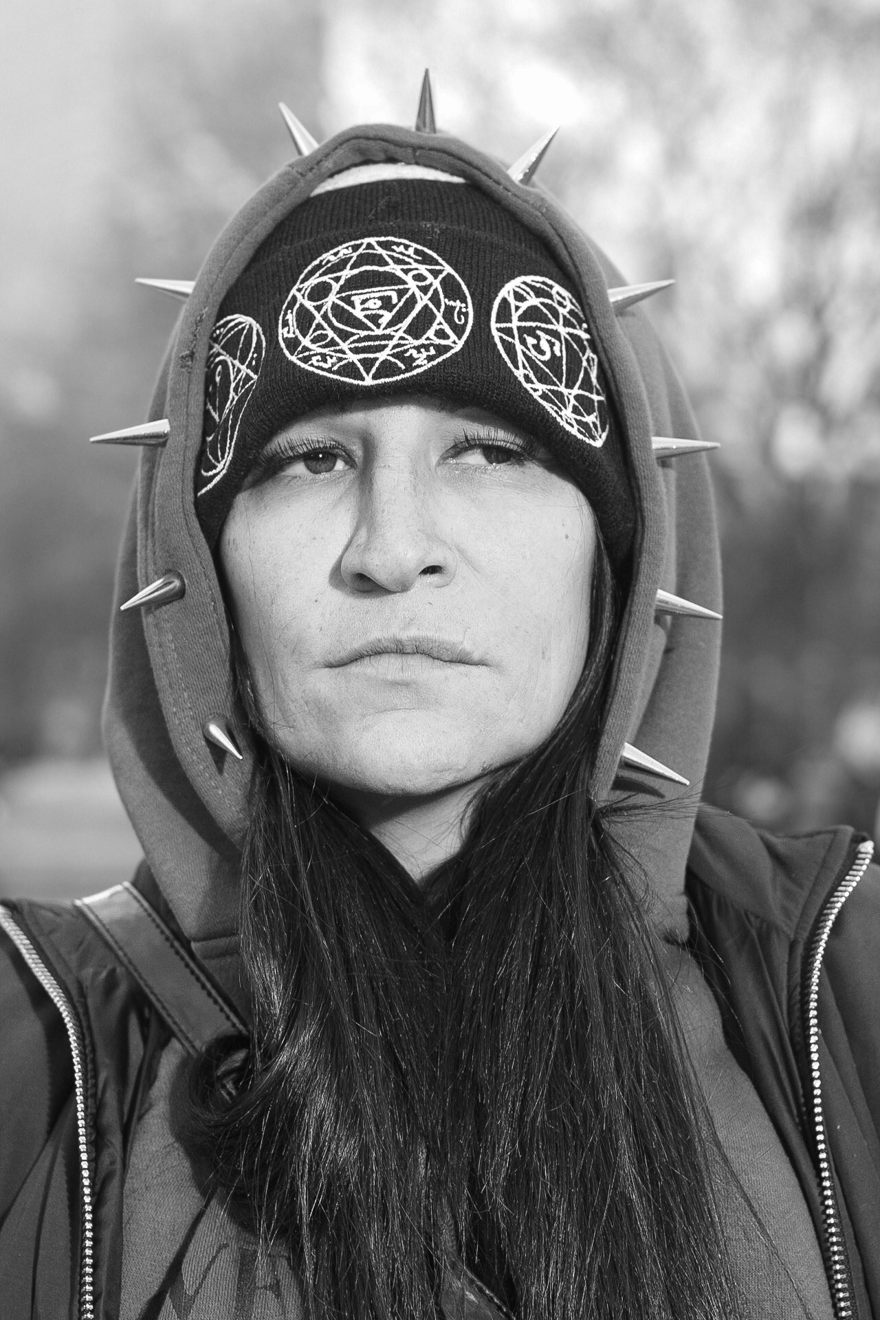 Spiked Hooded Women in Washington Square Park, 2023.