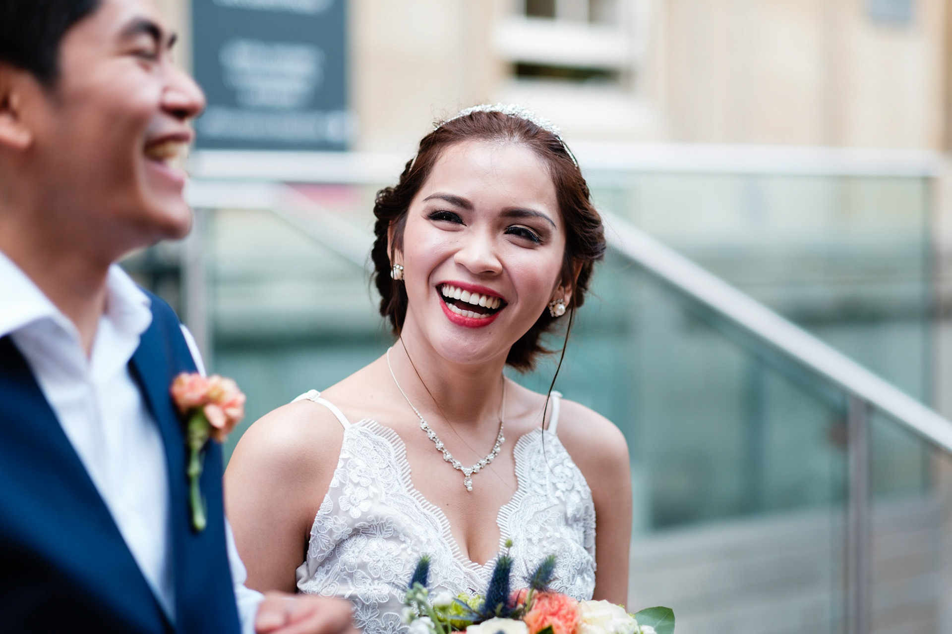 Candid wedding photography outside the Old Council House.