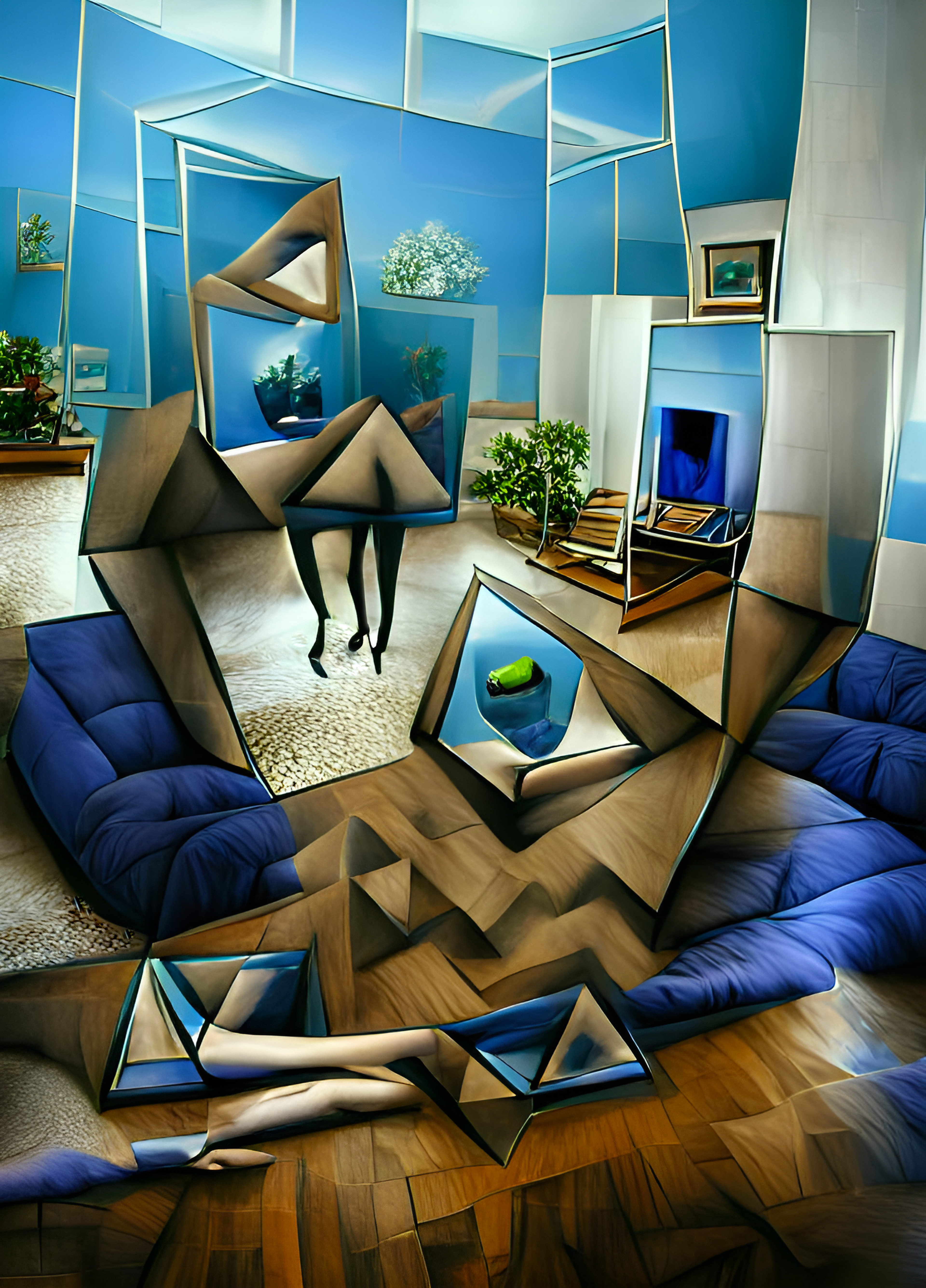 Living Room In Blue