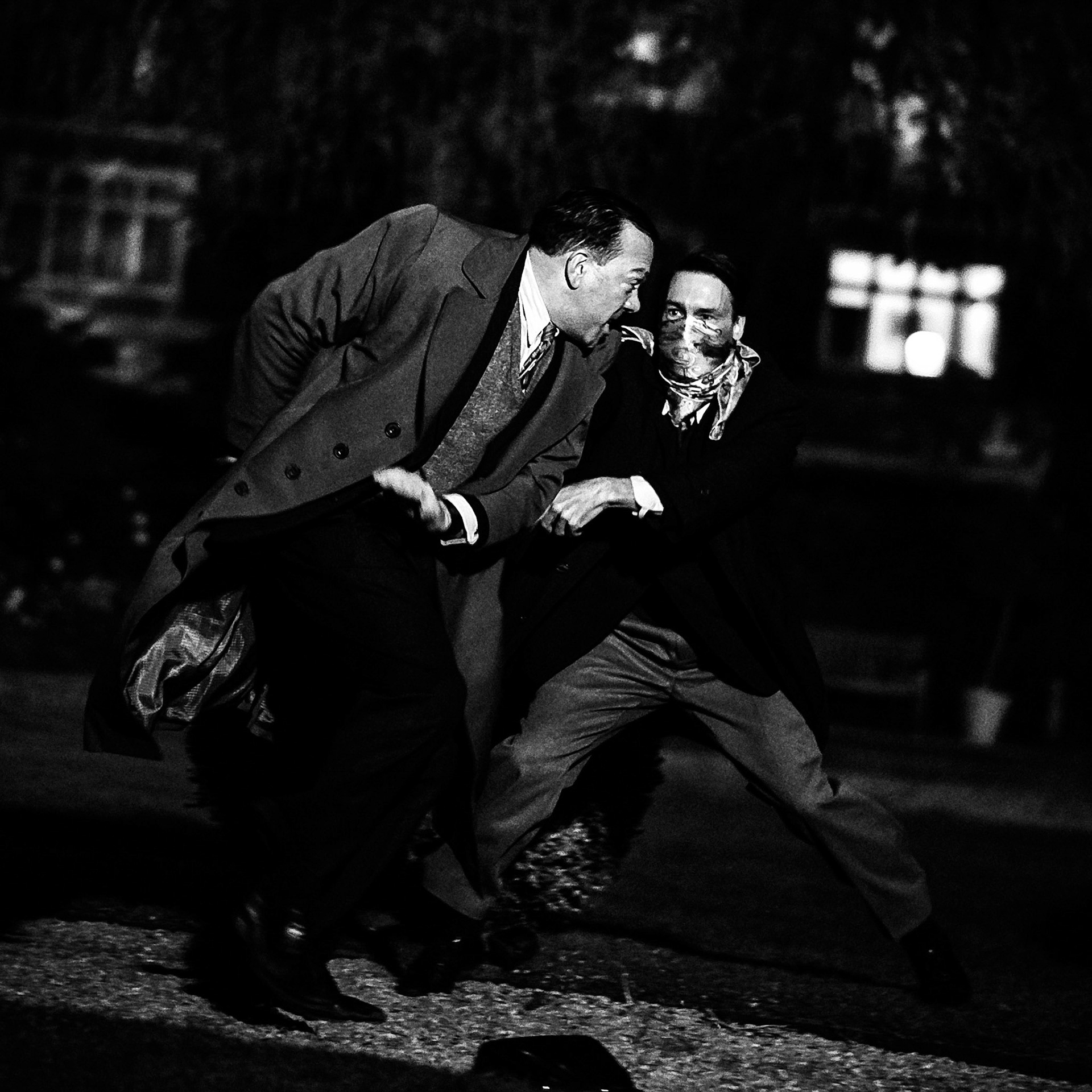 Terry Stone and Nadia Forde as Harry Cromer and Rita attacked on the set of Once Up On A Time In London shot on 04/05/2017 at Cleveland Square, London. Picture by Julie Edwards