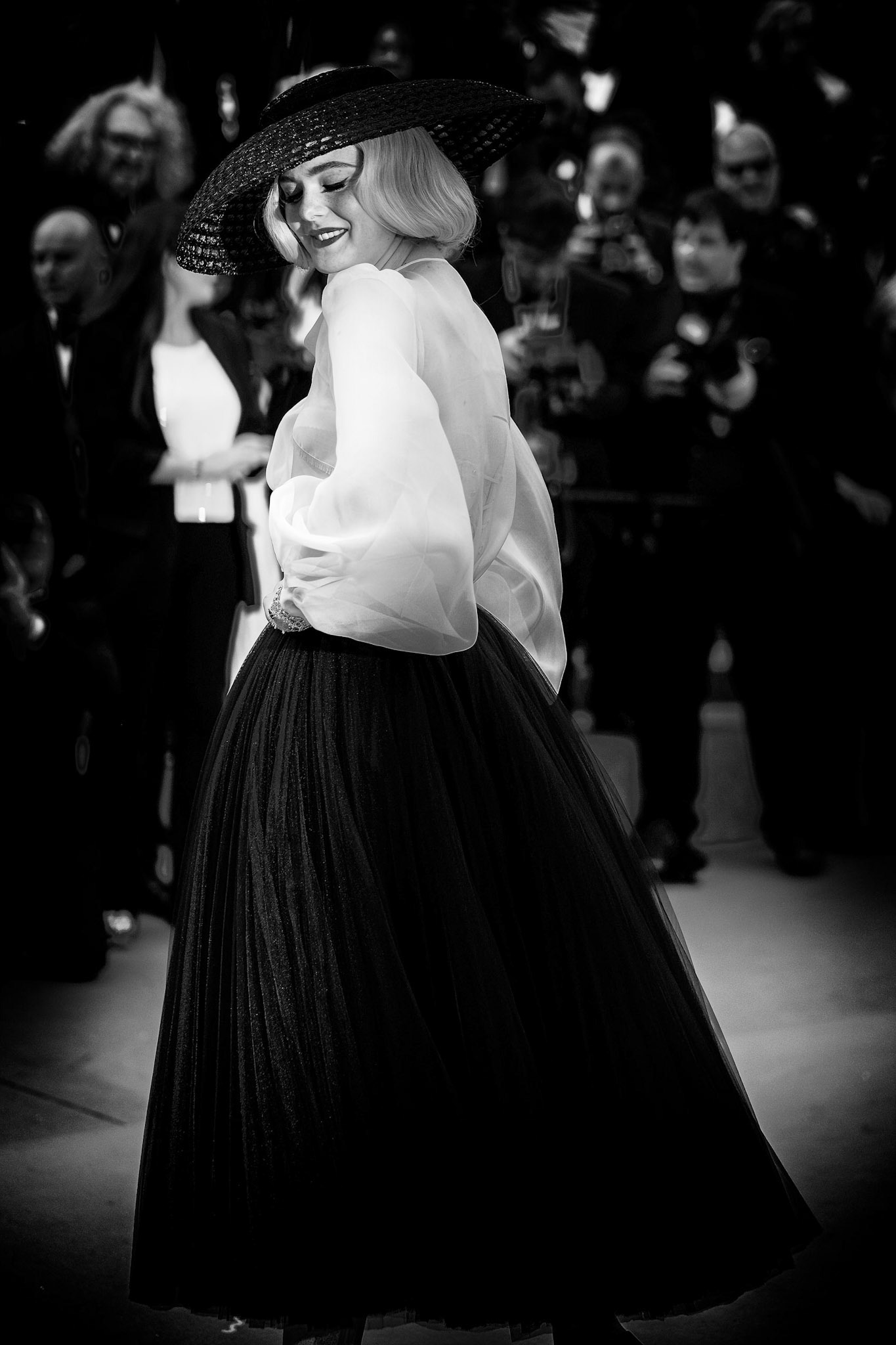 Elle Fanning poses on the red carpet for Once Upon a Time In... Hollywood Premiere  on Tuesday 21 May 2019 at the 72nd Festival de Cannes, Palais des Festivals, Cannes. Pictured: Elle Fanning. Editors Note: This image as been converted to monochrome. Picture by Julie Edwards/LFI/Avalon. All usages must be credited Julie Edwards/LFI/Avalon. All usages must be credited Julie Edwards/LFI/Avalon.