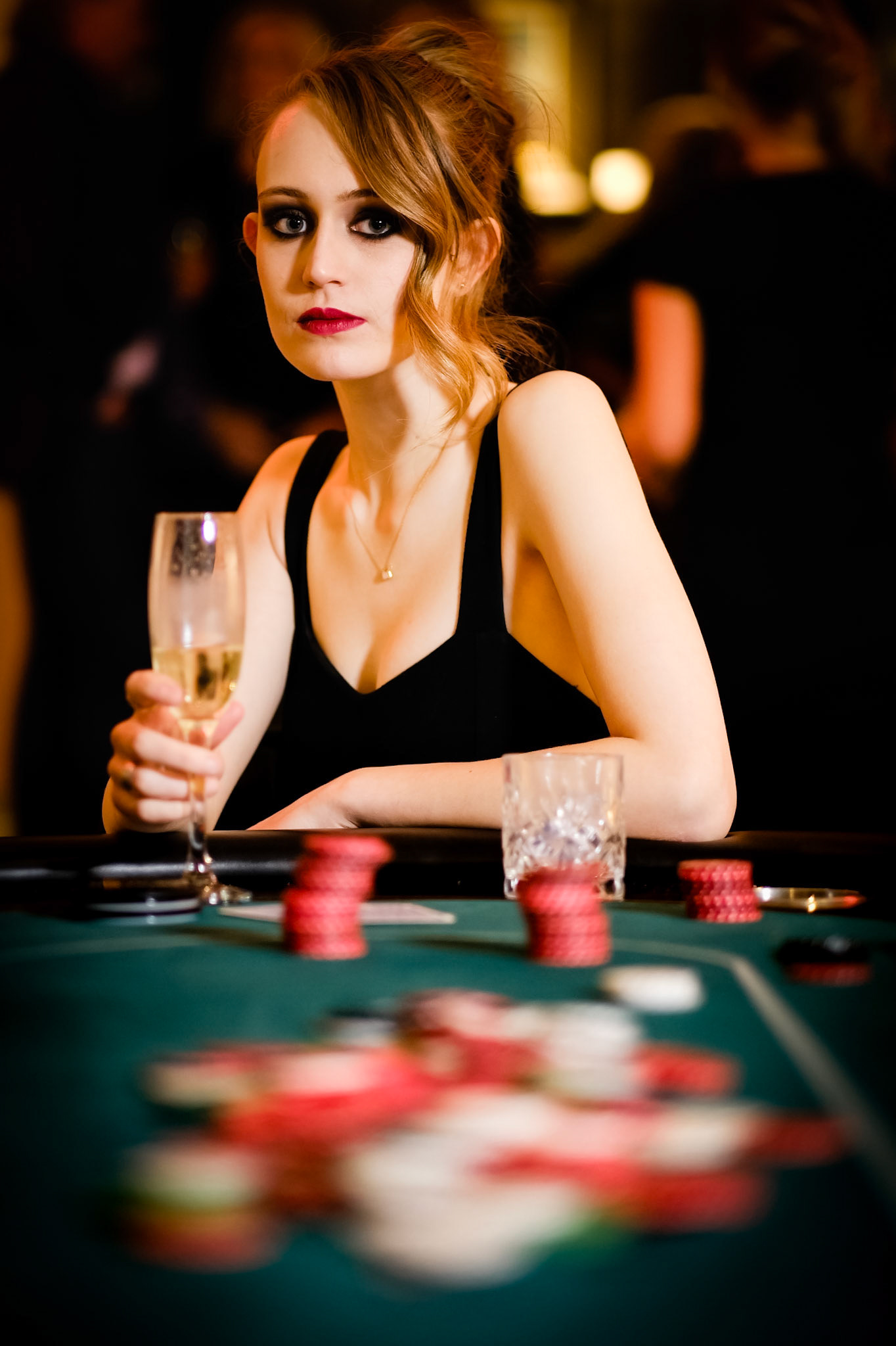 Rachel Clifford , Character: Lena at Vincent Kamp - The Long Game - Private View on Thursday 8 November 2018 held at Clarendon Fine Art, Dover Street, London. The private view at the gallery brought the Kamp's new works to life by bringing the characters in the paintings into the gallery. Picture by Julie Edwards.