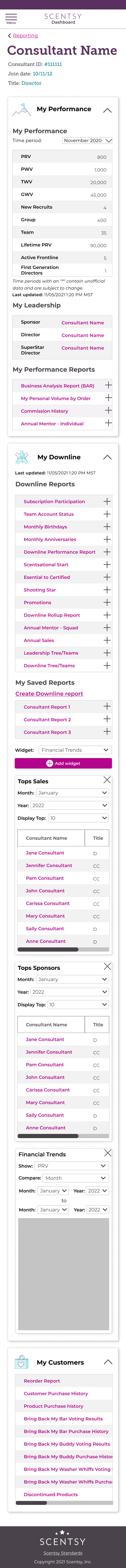 Scentsy Reporting - all tabs expanded - mobile
