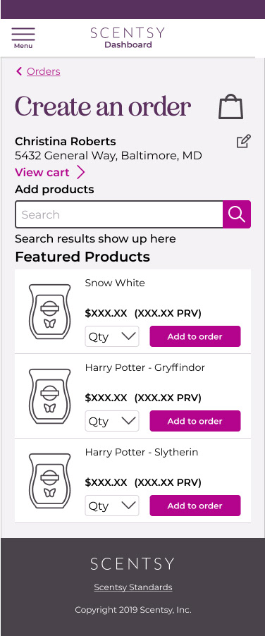 Scentsy workstation customer added to an order - mobile